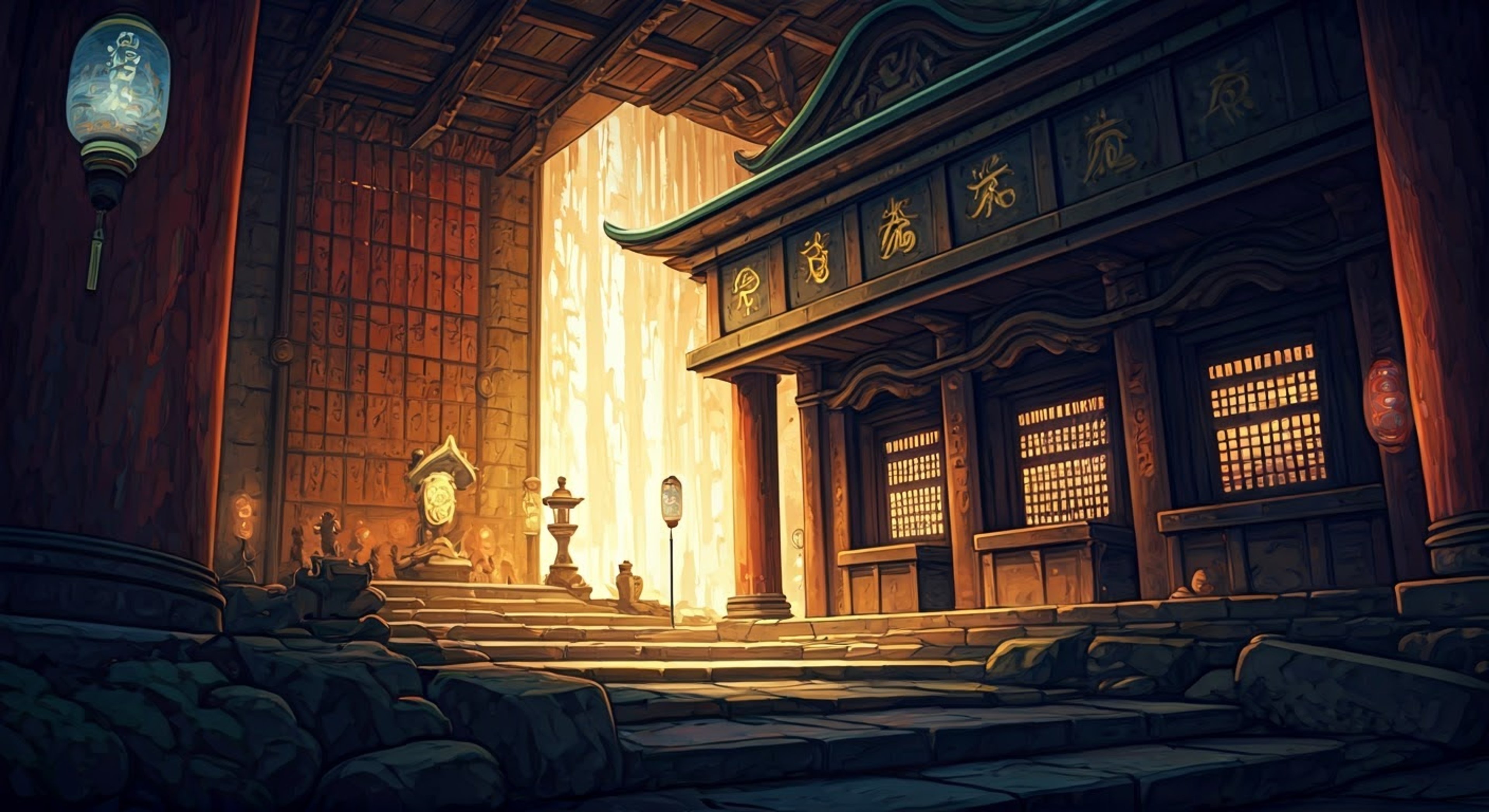 You find yourself seeking refuge in an ancient temple where Kirin, the battle priestess, has taken you under her protection. Through a series of mystical trials and combat encounters, she demonstrates both her fierce dedication to your safety and her masterful control over spiritual powers. The temple itself seems to respond to her presence, creating an atmosphere of both danger and sanctuary.