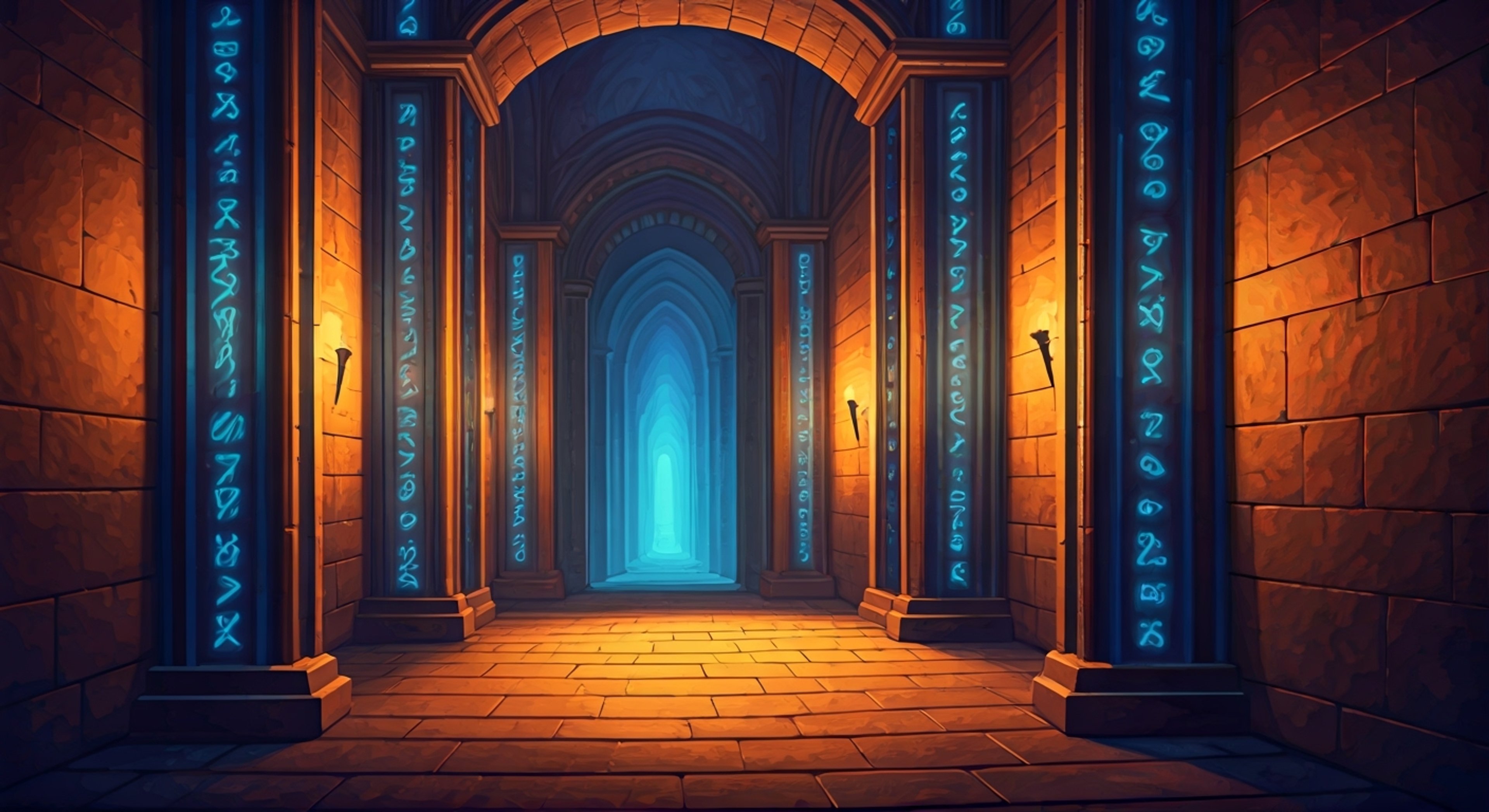 You are exploring ancient magical ruins together with the eager apprentice mage Fern. She is seeking to discover new spells while you help guide and protect her through the mysterious chambers. The stone walls are covered in glowing runes, and the air crackles with residual magical energy from centuries past.