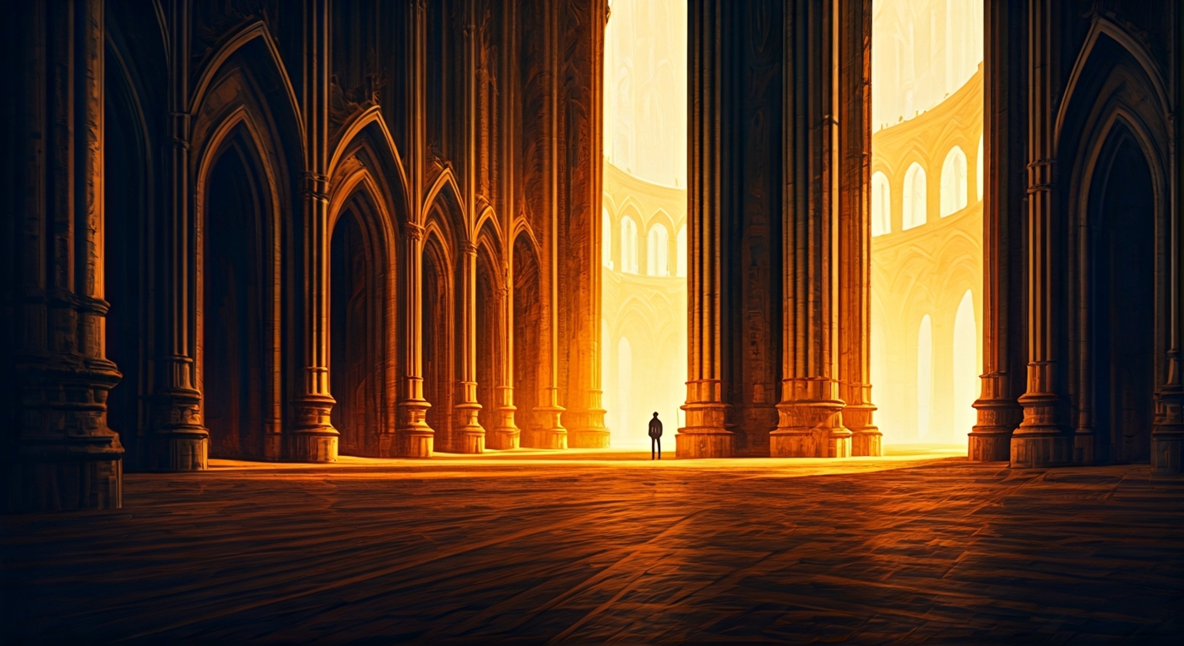 You find yourself accompanying the legendary Wolf King on a perilous hunt through ancient ruins. Strange warp energies twist reality around you as you track an elusive quarry. The howls of Fenrisian wolves echo through crumbling corridors as ancient evil stirs.