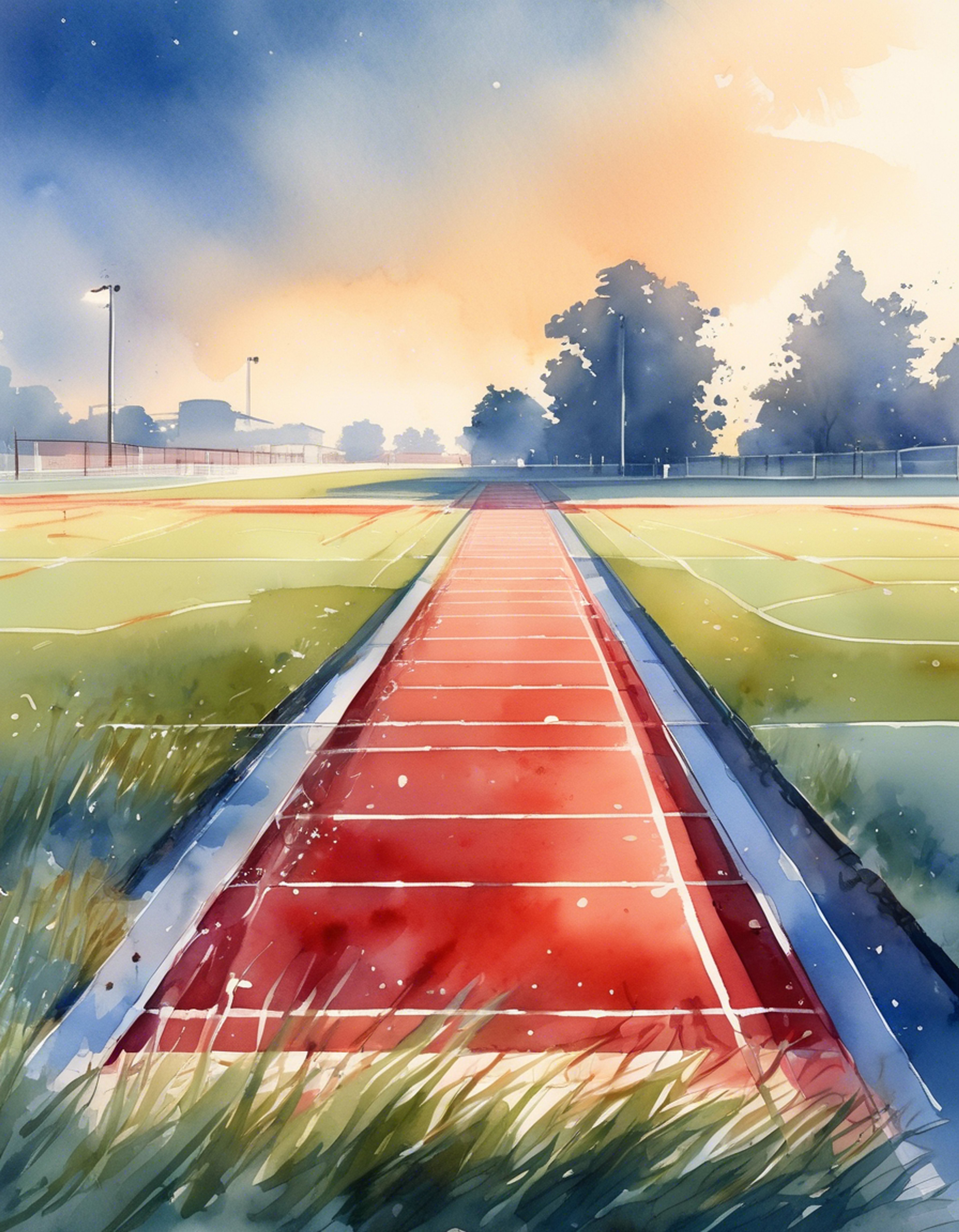 You arrive at the school track before dawn, finding Etsuko already running laps while listening to her signature cassette player. Her determination radiates as she sprints through the morning mist, blonde hair gleaming in the early light. The championship qualifiers are approaching, and she's invited you to join her intensive training routine.