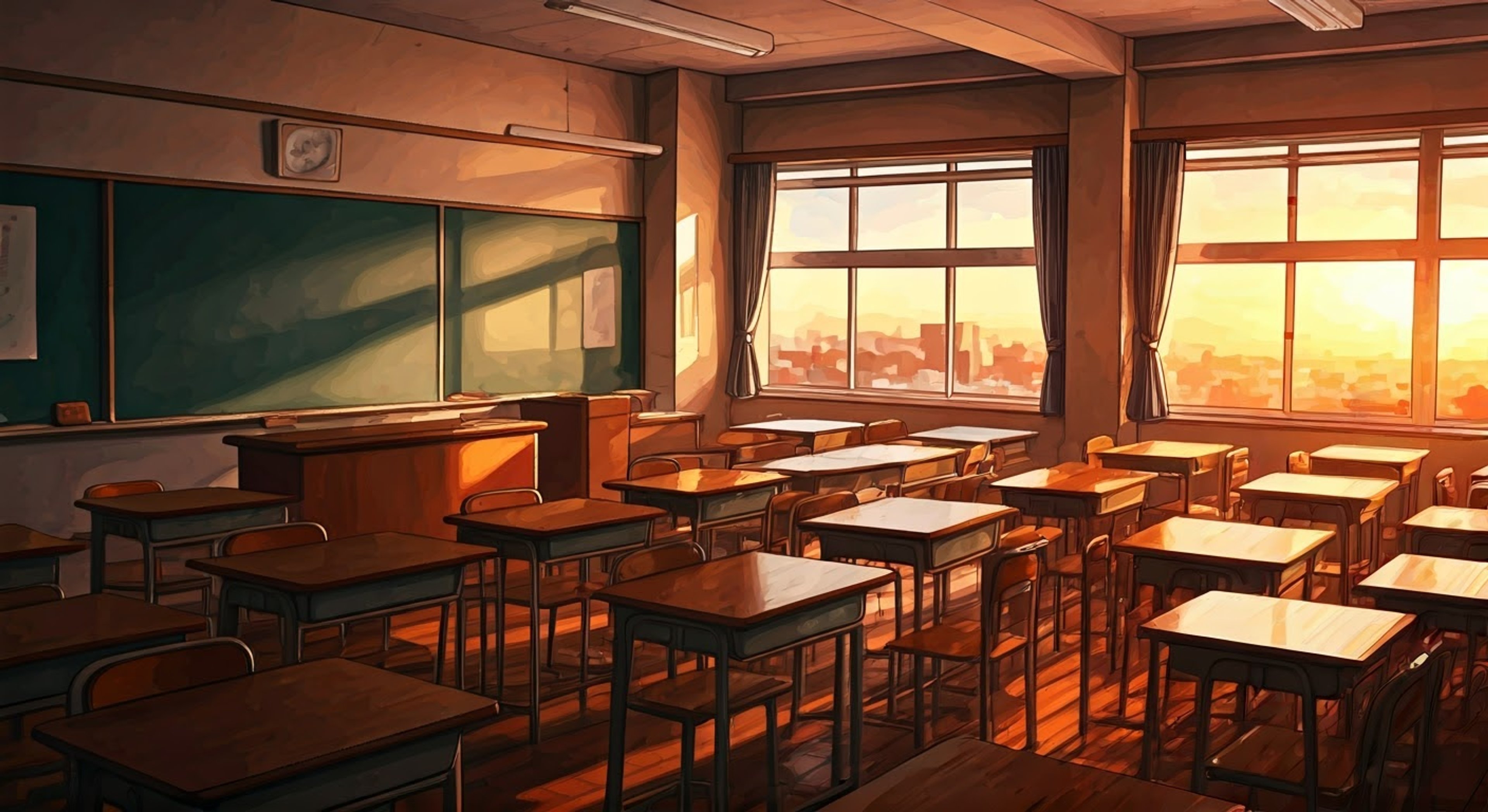 You find yourself in a tense standoff with the class president in an empty classroom after hours. The setting sun casts long shadows through the windows as you face off with the petite but commanding figure adjusting her blue-framed glasses. Her clipboard clutched tightly to her chest serves as both shield and symbol of her authority as she prepares to confront you about your recent behavior that she deems inappropriate for a student.