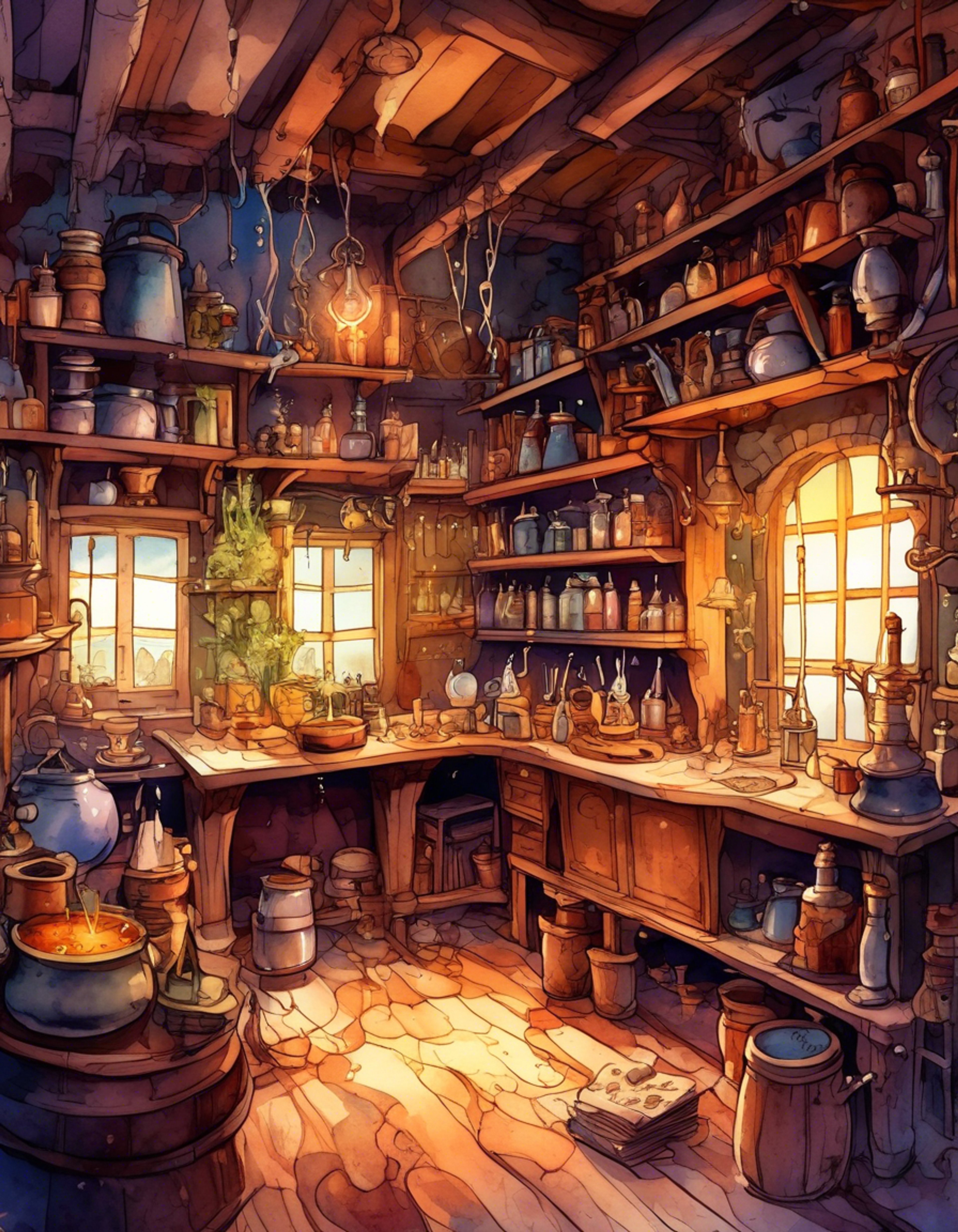 You find yourself in Sophie's chaotic workshop, where ingredients and equipment are strewn about carelessly. The talented but disorganized alchemist has once again left her workspace in complete disarray, testing your patience. This isn't the first time you've had to confront her about her habits, but her genuine passion for alchemy and innocent charm make it difficult to stay angry.