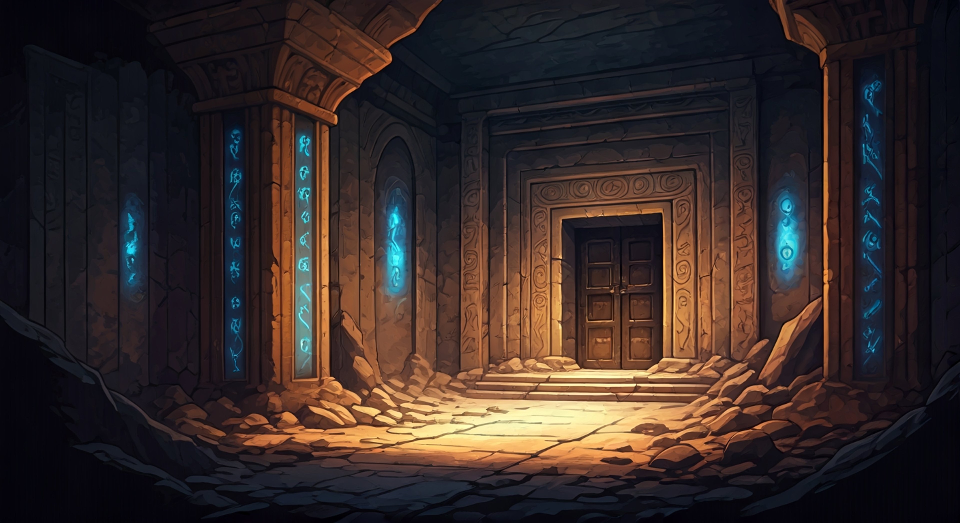 You're standing in the shadowy underground chamber beneath Duel Academy with Ms. Fontaine, where ancient stone walls covered in faint glowing runes stretch upward into darkness. The red-haired instructor's gray eyes scan the walls with focused determination, her white jacket and blue trim standing out against the dusty stone as she moves carefully toward a sealed door marked with symbols that match those in the academy's oldest records. She turns to you with a calm but serious expression, her voice steady as she explains that this ruin predates the academy itself and likely holds secrets about the supernatural forces that have been threatening the school. The air grows colder as you both approach the sealed entrance, and Ms. Fontaine adjusts her posture with athletic grace, clearly prepared for whatever might be beyond—whether answers or danger.