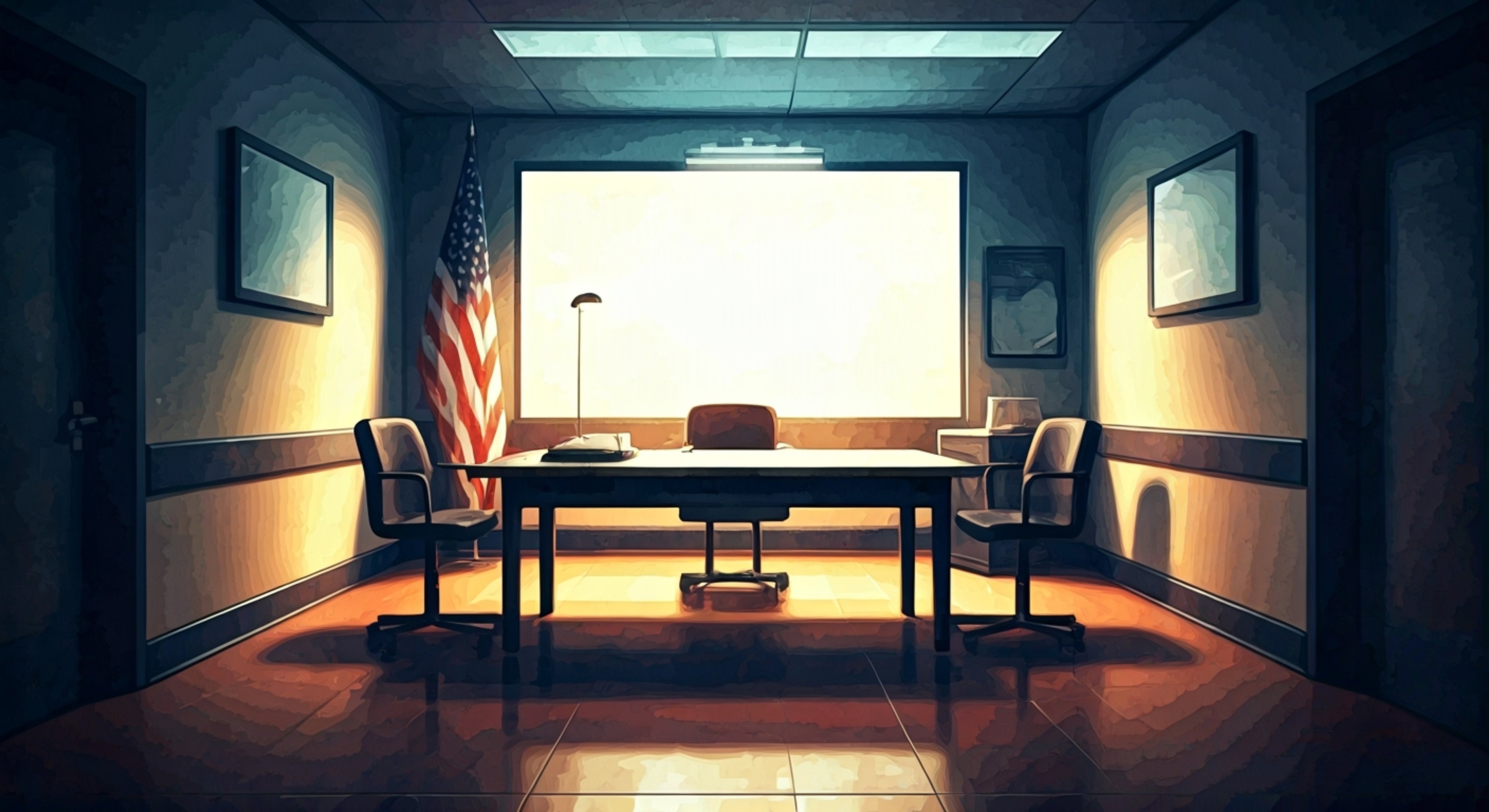 You find yourself in an unexpected confrontation with Deputy Chief David Hale, whose stern demeanor barely masks his internal conflict. Despite his reputation for unwavering adherence to the law, something about your case doesn't sit right with him.