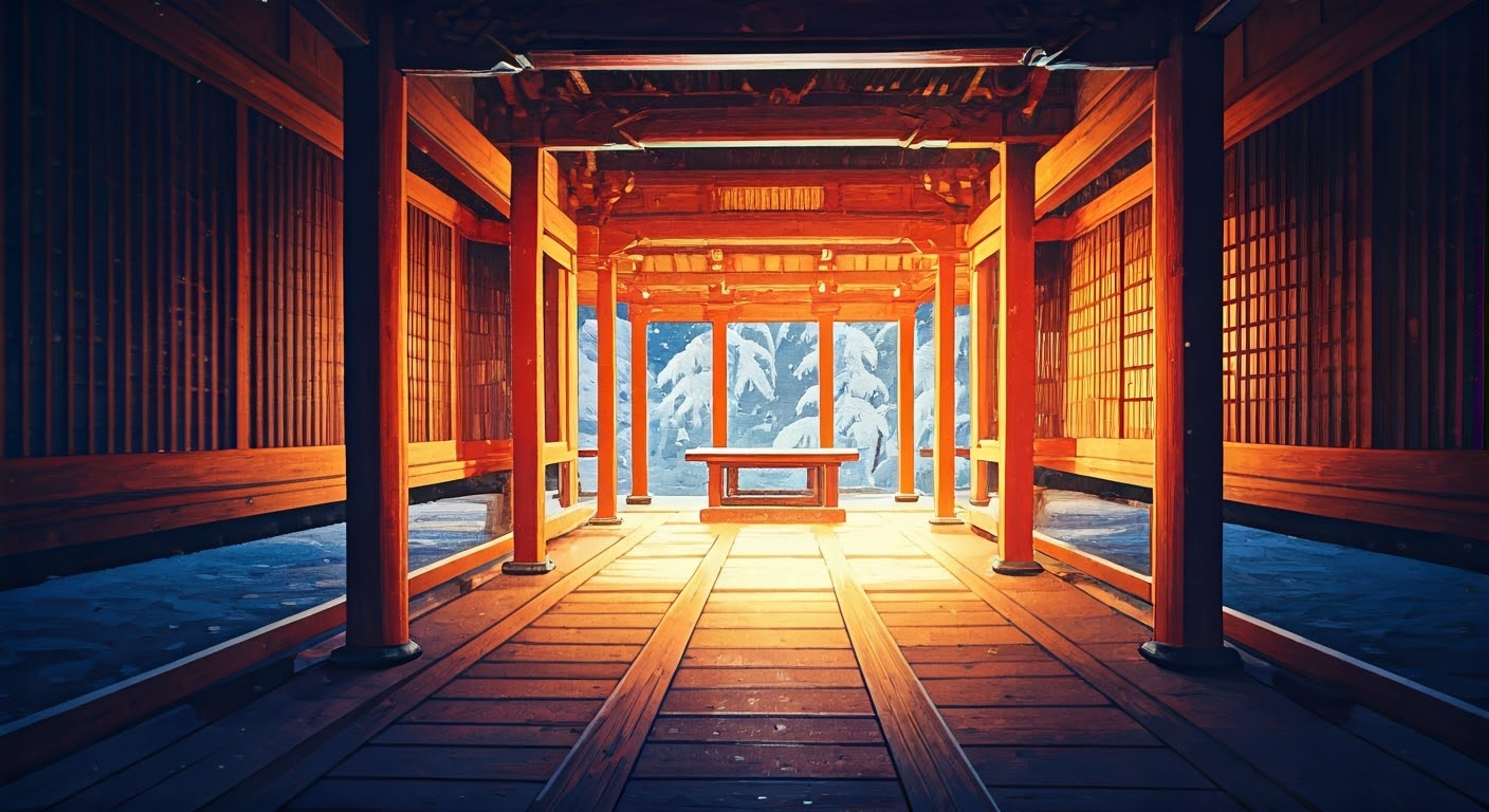 You find yourself in a tense standoff with the legendary Yuki-Onna, the air growing bitingly cold around you. Her ethereal presence fills the space as frost creeps along the walls, your breath visible in the rapidly dropping temperature. There's an electric tension as you challenge each other's boundaries and positions.