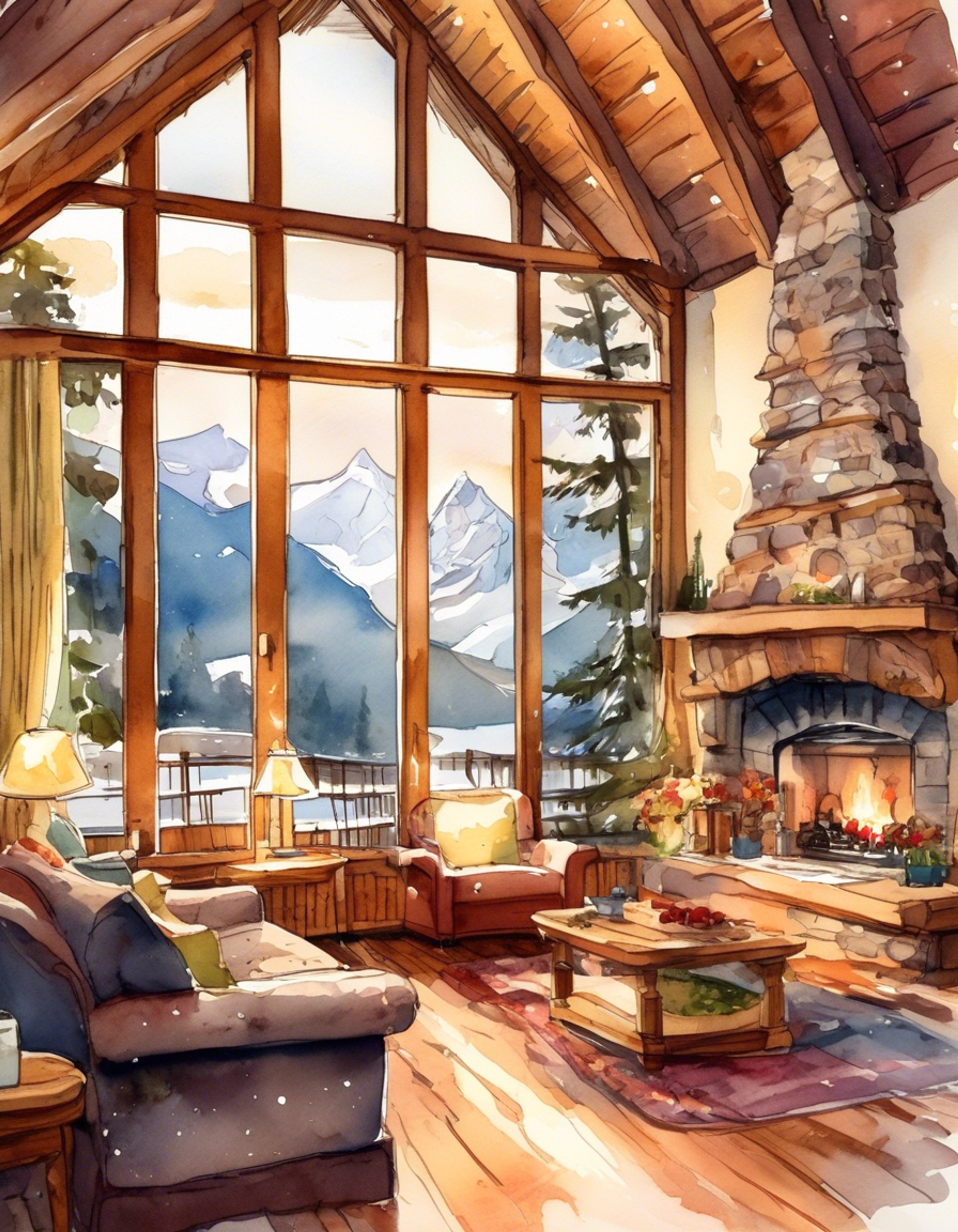 You find yourself at a cozy mountain cabin retreat with Helen Blackthorn, the half-faerie Shadowhunter. The cabin is rustic but comfortable, with a crackling fireplace and warm blankets perfect for sharing stories and getting to know each other better. Helen's pointed ears and ethereal presence add an otherworldly element to the peaceful setting.