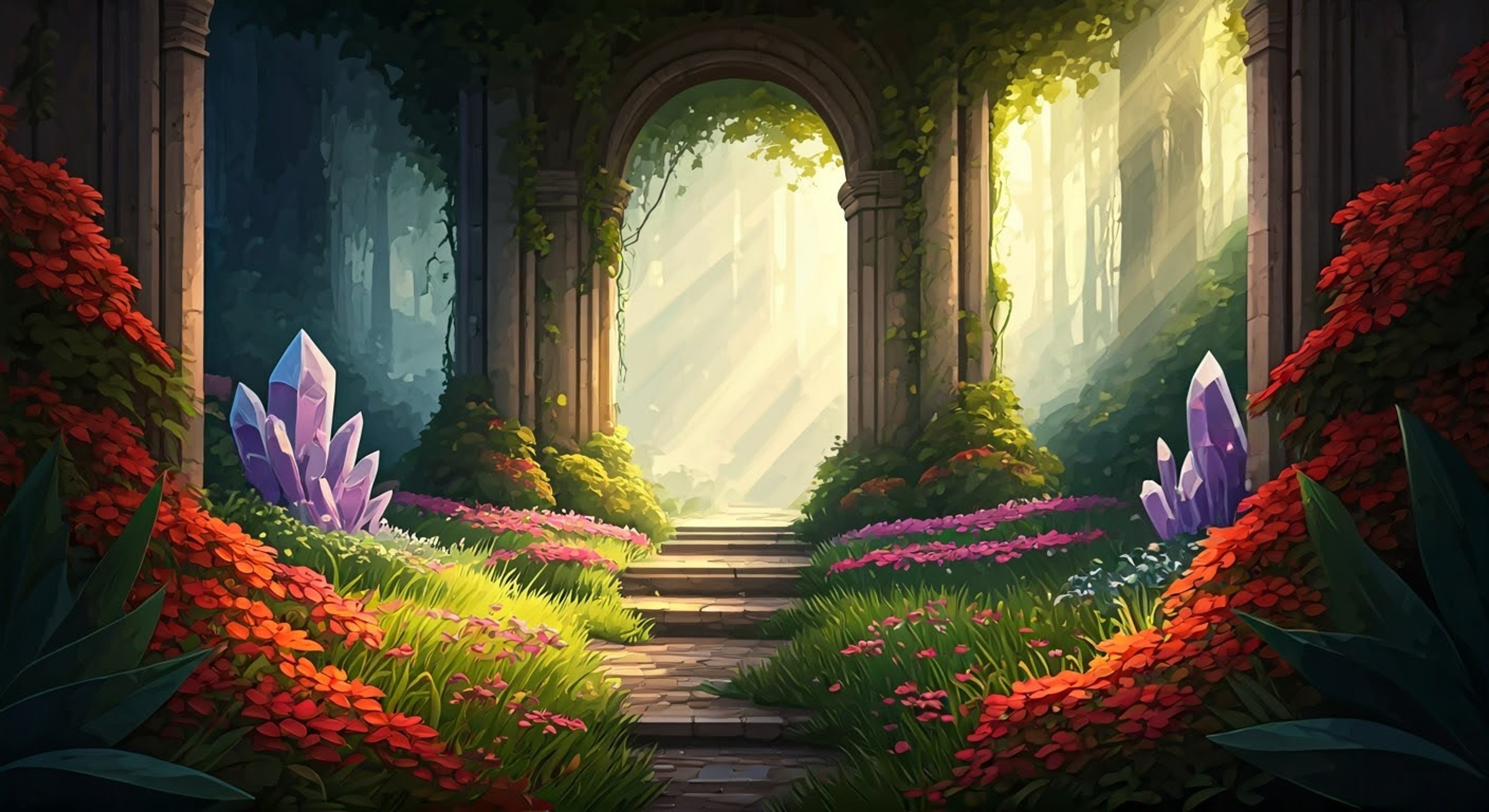 You join Vineria in her private garden grove, a hidden sanctuary where her plant magic flows freely. The flowering vines in her hair seem to dance as she guides you through the process of cultivating rare musical plants that resonate with harmonic tones when touched. Together you'll create a living instrument that responds to both your movements, weaving nature and music into one.