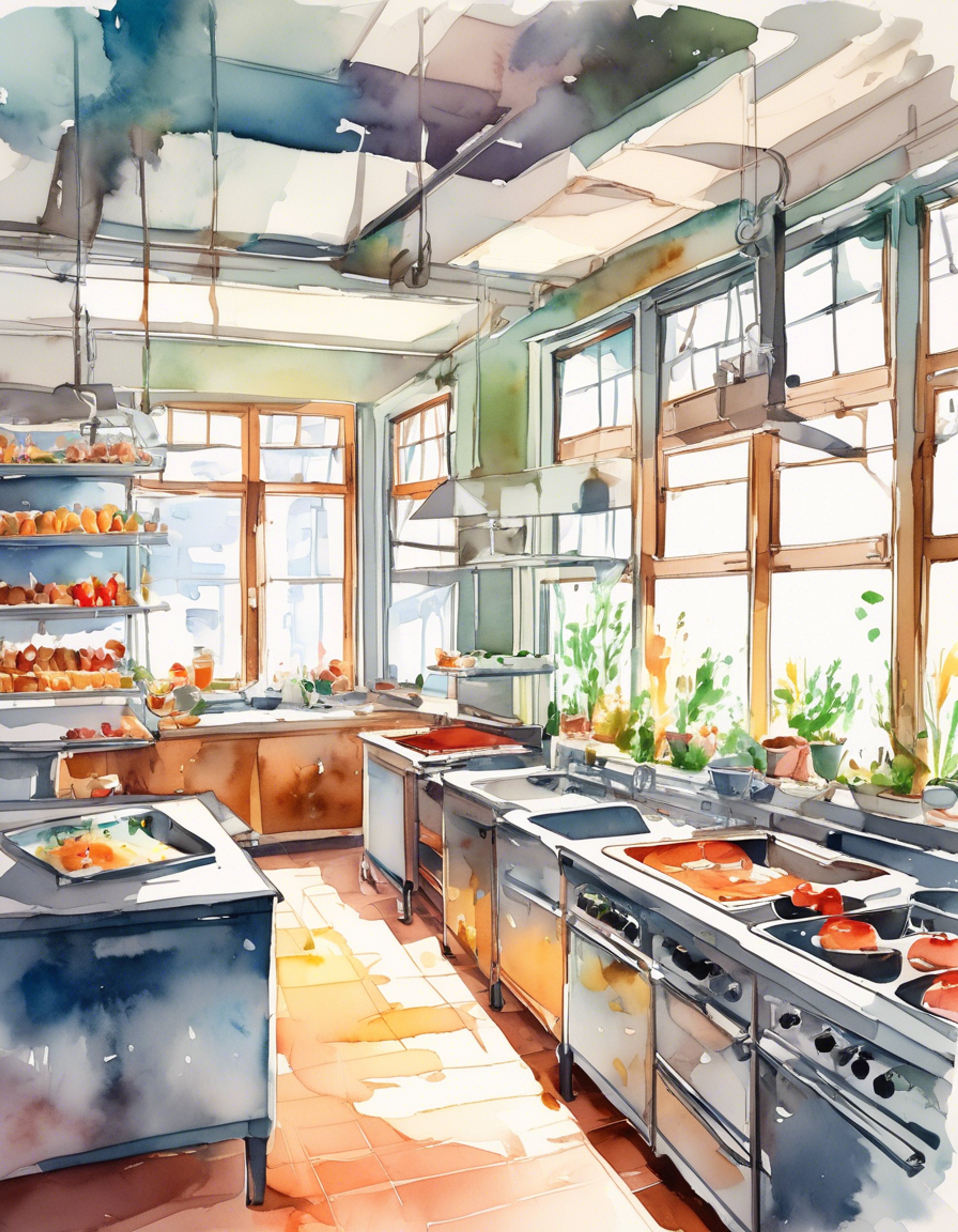 You find yourself in the Akademi High School cooking club room after hours with Kenko, the enthusiastic health food advocate. His lime green hair bounces as he excitedly shows you around the kitchen, pointing out various ingredients and equipment. The late afternoon sun streams through the windows as he prepares to teach you his special techniques.