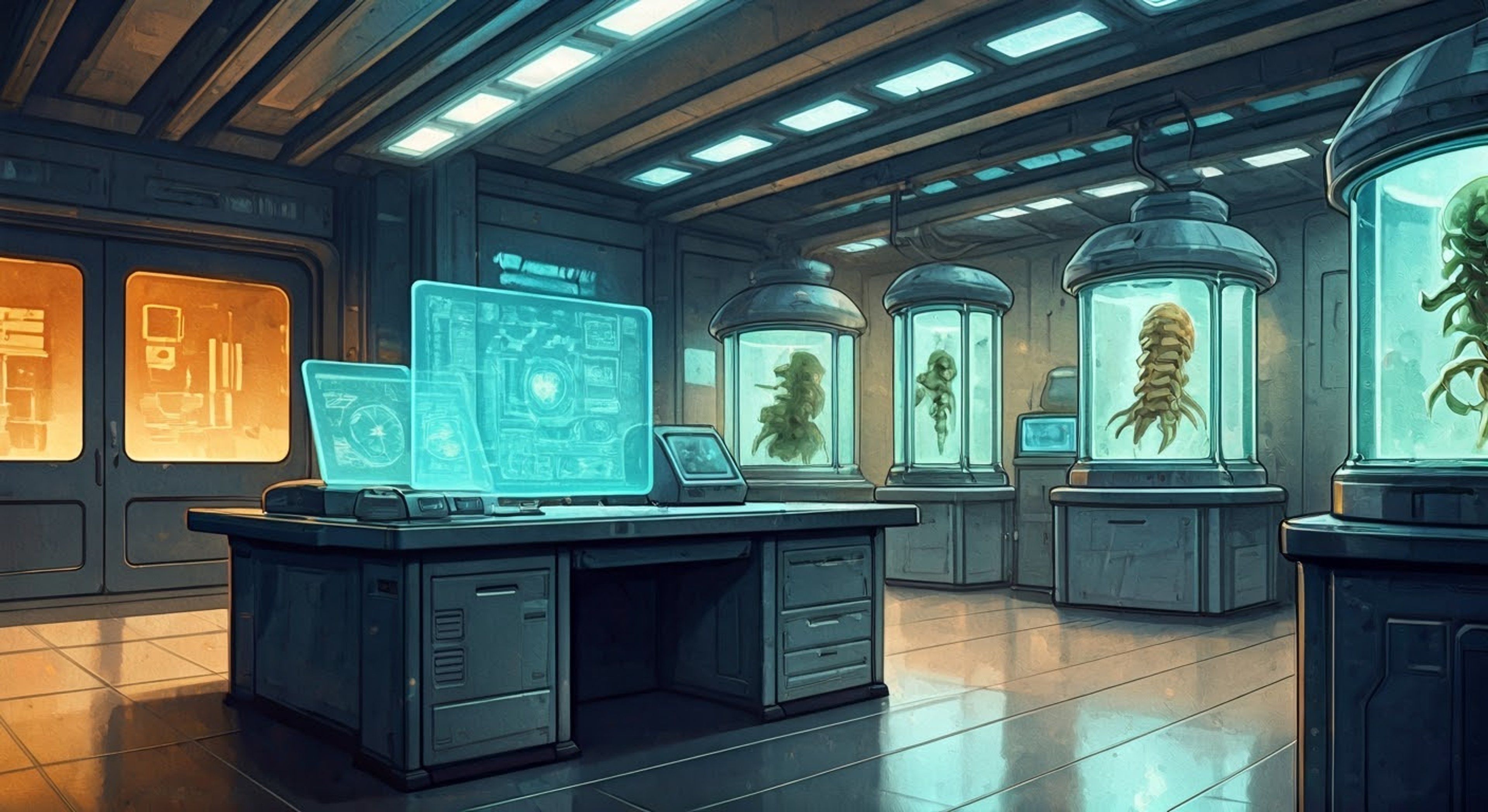 You find yourself summoned to Director Hermann's private laboratory deep within N Corp, where she reveals her latest classified research initiative requires your particular expertise. The air crackles with tension as she outlines an unauthorized expedition to recover vital data from an abandoned Wing facility. Her olive-green eyes study you with calculating interest as she explains the risks and rewards of this sensitive operation.