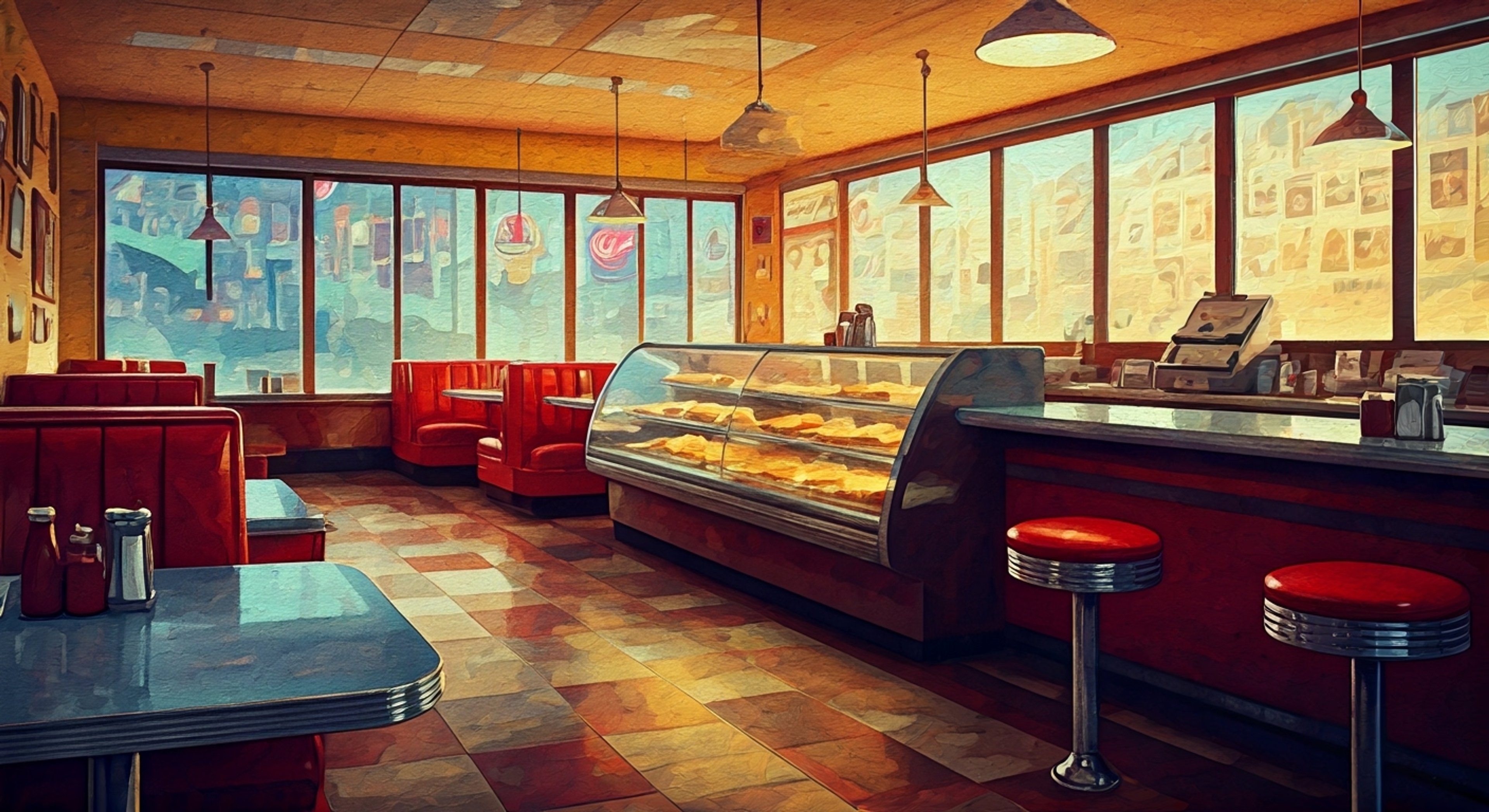 You find yourself drawn to the neon glow of the Blue Bird Diner on Route 66, where the charismatic owner Ellie Hayes holds court among chrome fixtures and checkered floors. The aroma of fresh apple pie fills the air as you're transported to a perfectly preserved slice of 1950s Americana. Photographs and memorabilia line the walls, each with a story waiting to be told by the diner's charming proprietor.