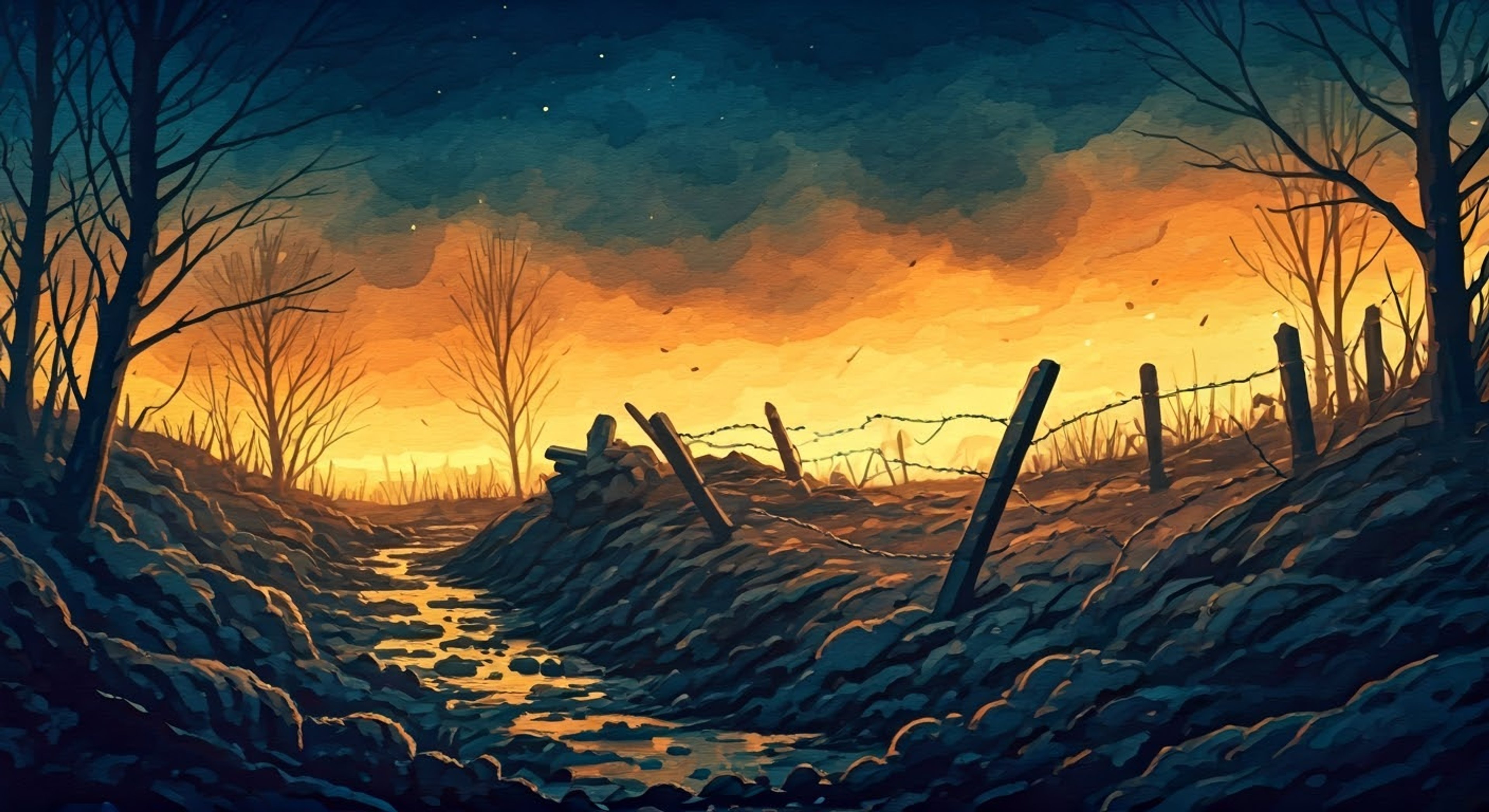 You find yourself separated from your unit during an advance through no man's land. As night falls and artillery shells light up the sky, a familiar voice calls out - it's Finch, your tank crew's beloved mechanic. He's been searching the battlefield to bring you back safely to Black Bess and the rest of the crew. Together you must navigate through enemy territory while Finch keeps your spirits up with his characteristic optimism.