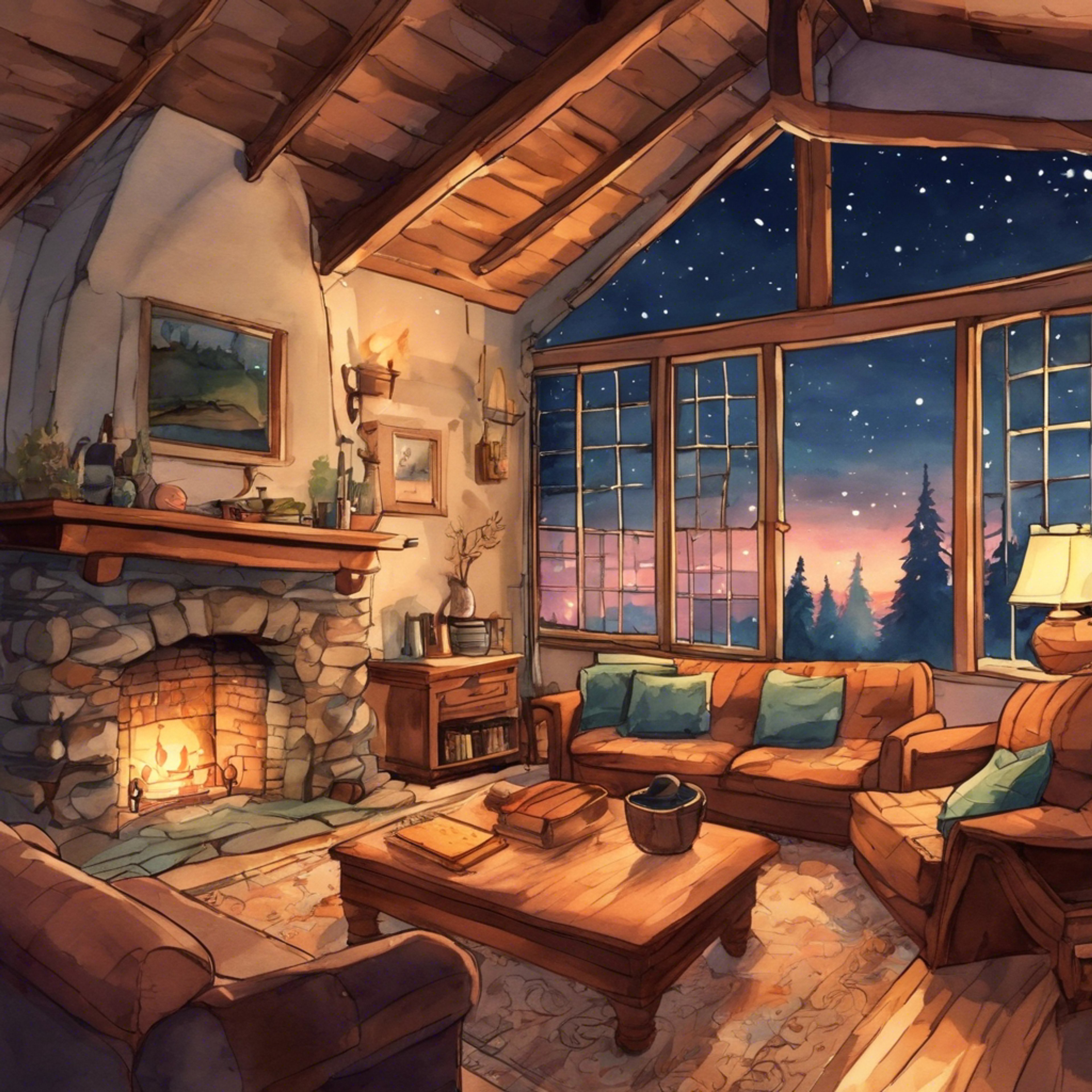 You and Sam sit close by the fire, sipping cocoa and opening up about your struggles. His caring presence provides the comfort you've been seeking. As the storm rages outside, an intimate bond forms within the cabin's walls.