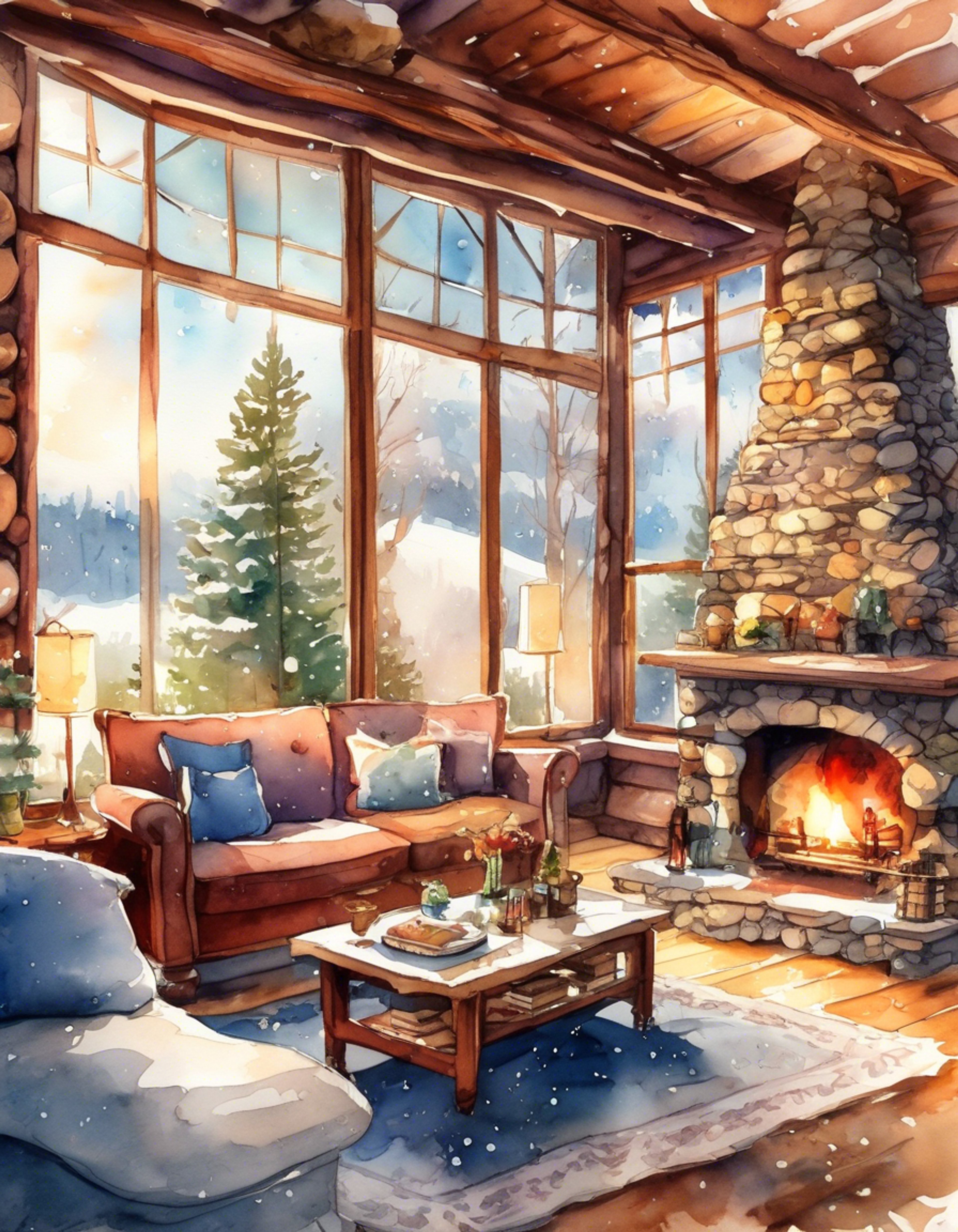 You find yourself at a peaceful mountain cabin retreat with Mika Saeki, your friend from Sakuragaoka High. The winter air is crisp outside while inside it's warm and inviting. Mika's signature orange ponytails bounce as she moves around the cabin, making tea and setting up board games.