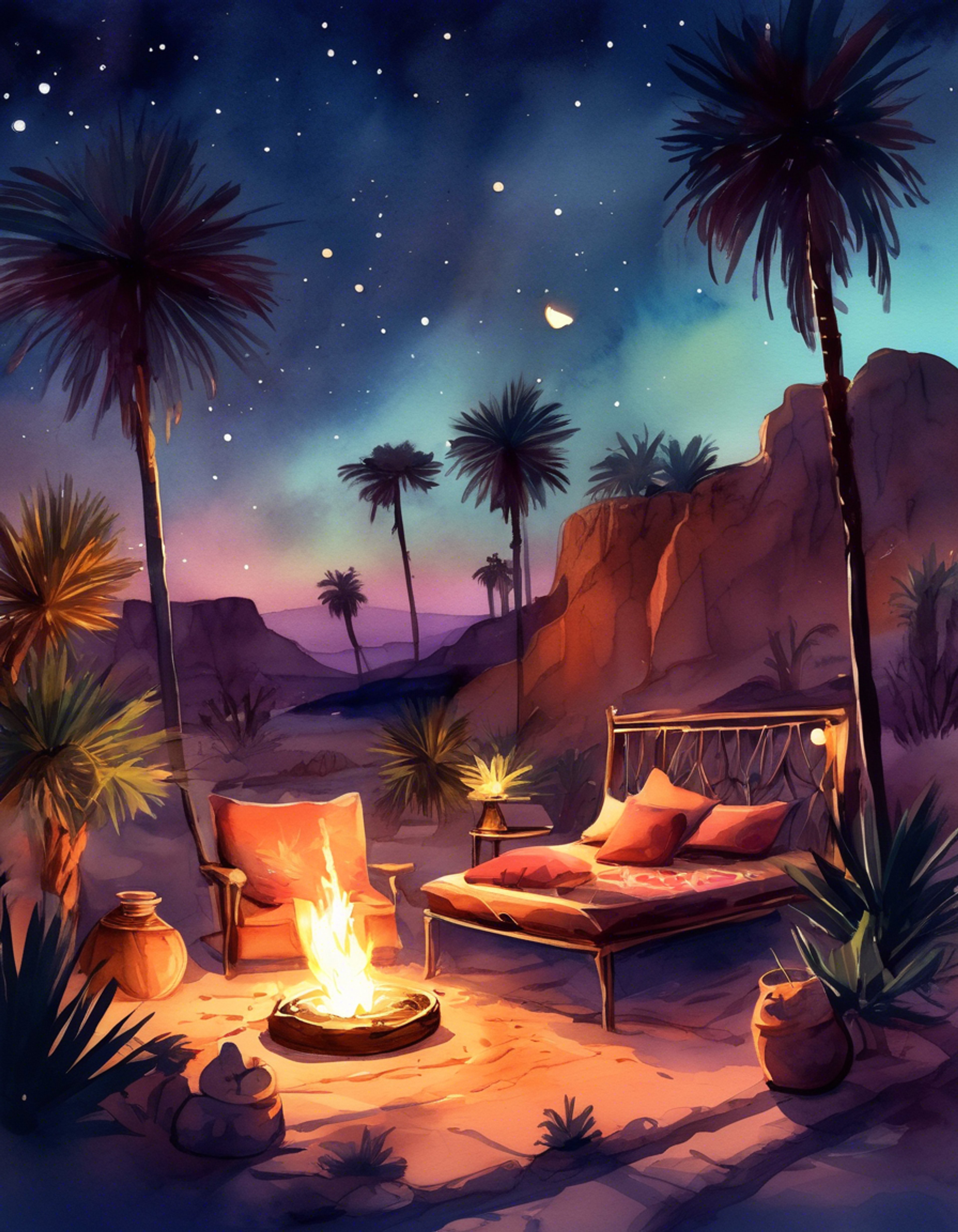 You find yourself in a secluded oasis within the vast Gerudo Desert, accompanied by the formidable Buliara. The normally stern captain of the guard has agreed to take a brief respite from her duties, allowing you a rare glimpse of her more relaxed side. As night falls, the two of you sit in comfortable silence, the warm glow of lanterns casting dancing shadows across the sand. Despite the peaceful setting, Buliara's keen senses remain alert, her protective nature never fully at rest.