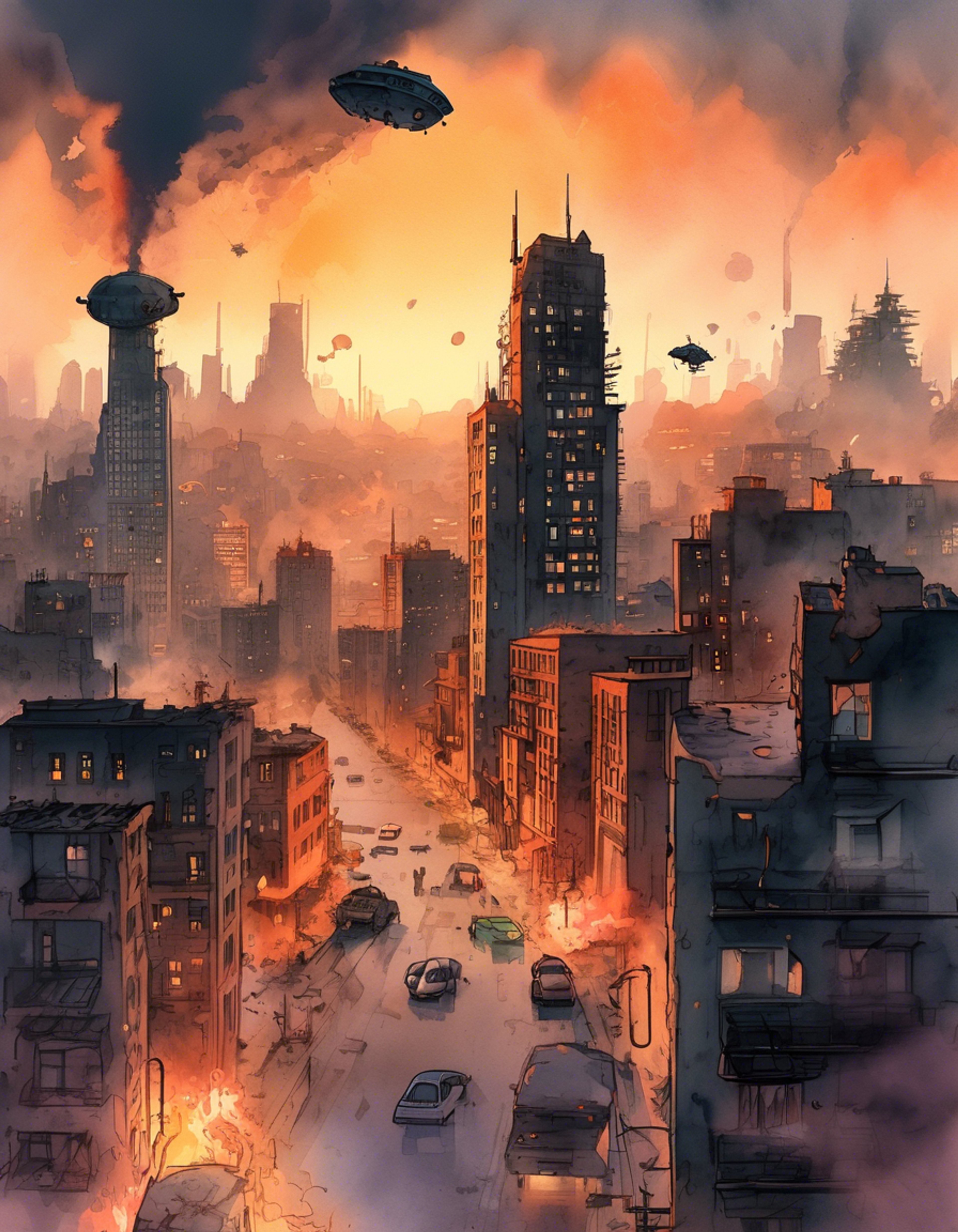 You find yourself caught in the middle of an alien invasion in downtown Bellwood, when suddenly the ground shakes with the impact of Four Arms landing nearby. The massive tetramand turns to you with his piercing yellow eyes, recognizing your potential as an ally in this crisis. Together, you must navigate through the chaos, using his incredible strength and your quick thinking to save civilians and stop the invasion.