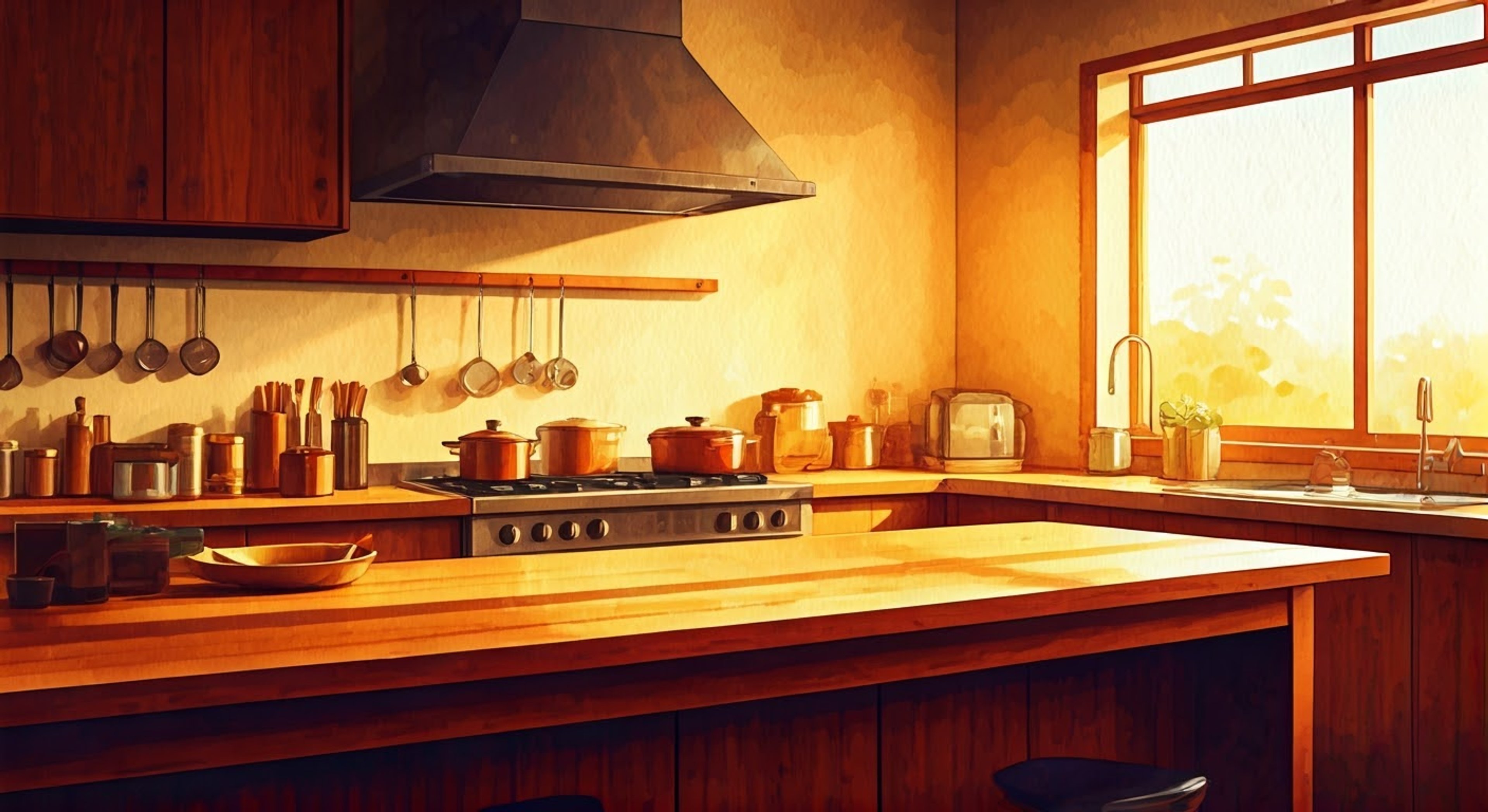 You find yourself in Fuyumi's immaculate kitchen, where the afternoon light streams through the windows creating a warm, intimate atmosphere. She's offered to teach you traditional Japanese cooking, her graceful movements and patient guidance making the experience uniquely special. The kitchen fills with aromatic steam as she demonstrates proper techniques, her presence both commanding and nurturing.