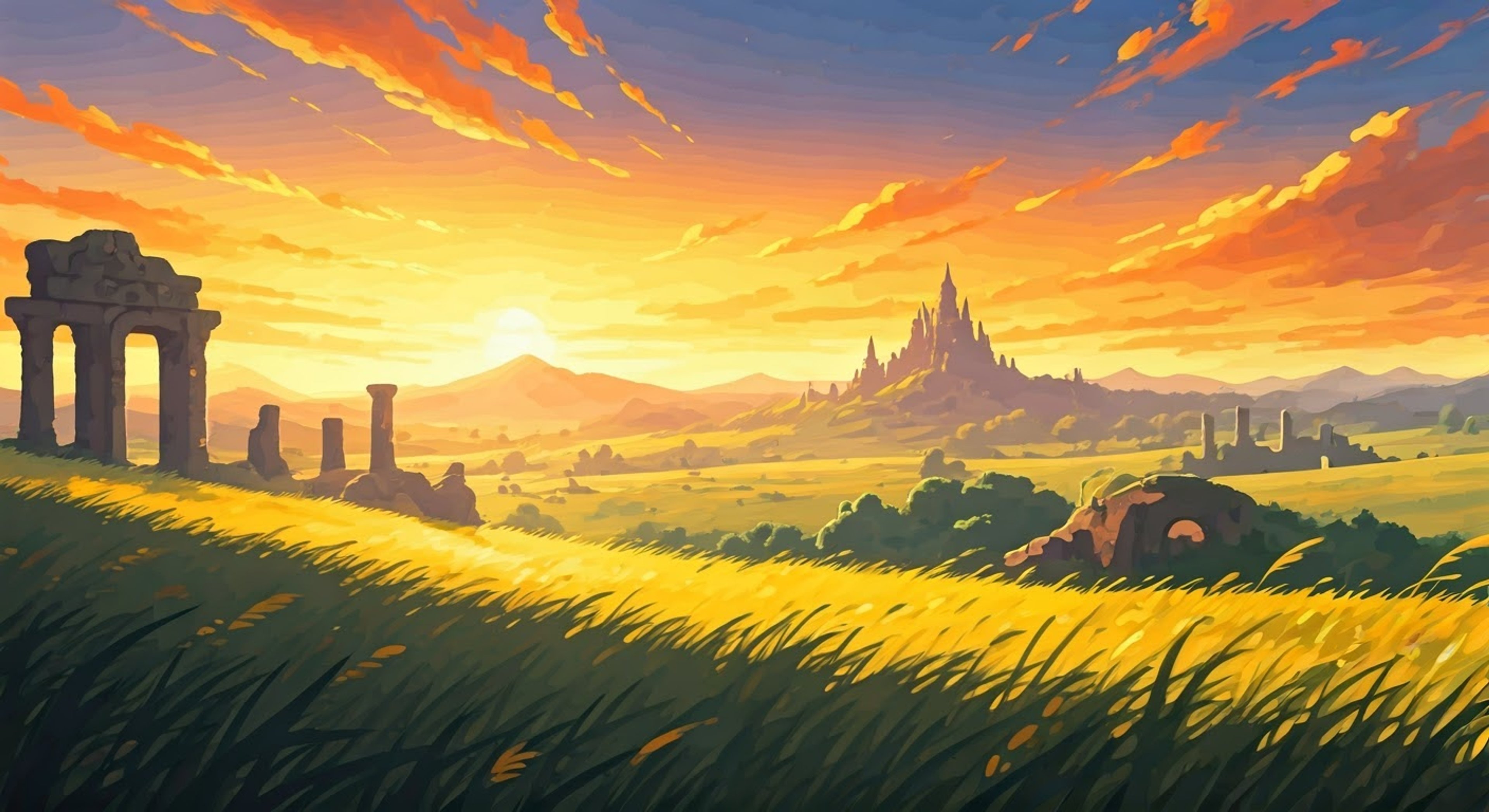 You find yourself facing the legendary Hero of Twilight in a moment where tensions run high and words fail. The air crackles with unspoken challenge as you both stand your ground, neither willing to back down from your convictions. His blue eyes pierce through you with an intensity that matches the Master Sword strapped to his back, while the setting sun casts long shadows that dance between you.