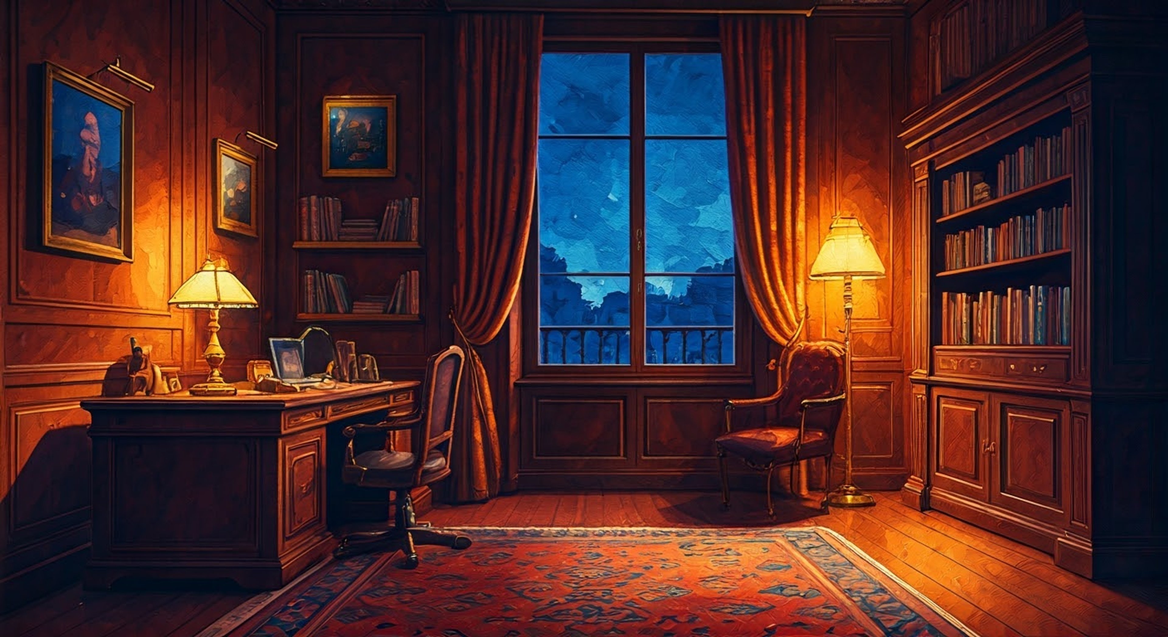 You find yourself in a dangerous confrontation with Victoria Vinciguerra in her private study at her Italian villa. The tension crackles between you as you each vie for control of the situation.