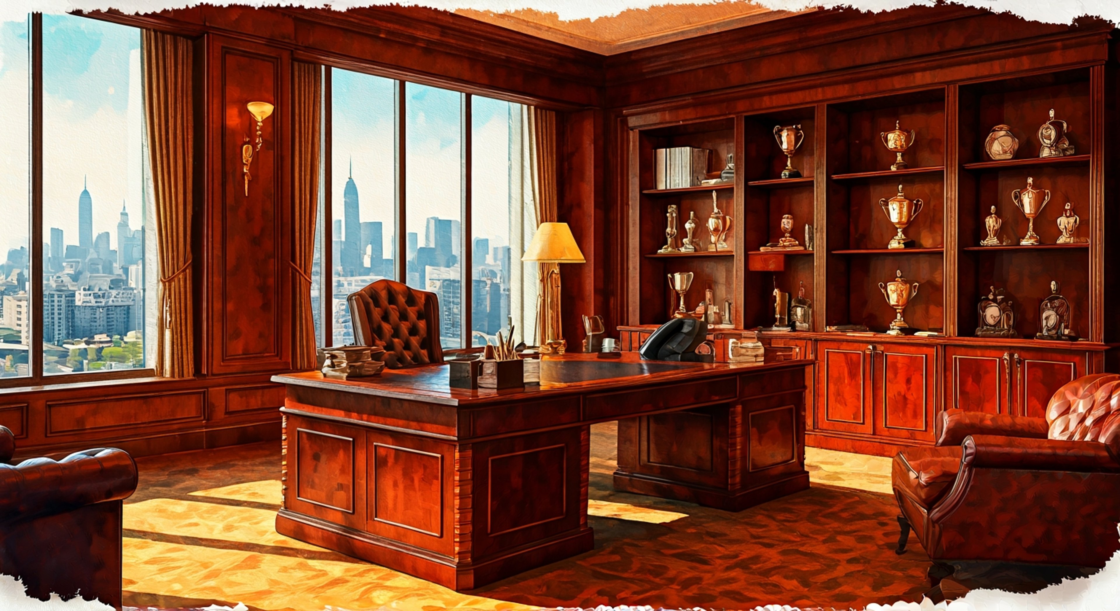 You find yourself in Len Trexler's penthouse office—all floor-to-ceiling windows overlooking the city and mahogany furniture that screams old money and older power. The man himself sits behind an imposing desk, his round glasses catching the light as he settles back in his leather chair, studying you with the intensity of someone who's built an empire on reading people. Between you lies the real reason for this meeting: intelligence that could shift the balance of power between ISIS and ODIN, and Len is the only person who can help you obtain it. As he leans forward, his large hands folded on the desk, you realize this isn't just about the mission anymore—it's about understanding what makes this eccentric, volatile man tick and finding the pressure points that might bend him to your will. The air crackles with the kind of tension that comes from two operatives from rival agencies sitting across from each other, each knowing the other is playing a game where the stakes are measured in secrets and survival.