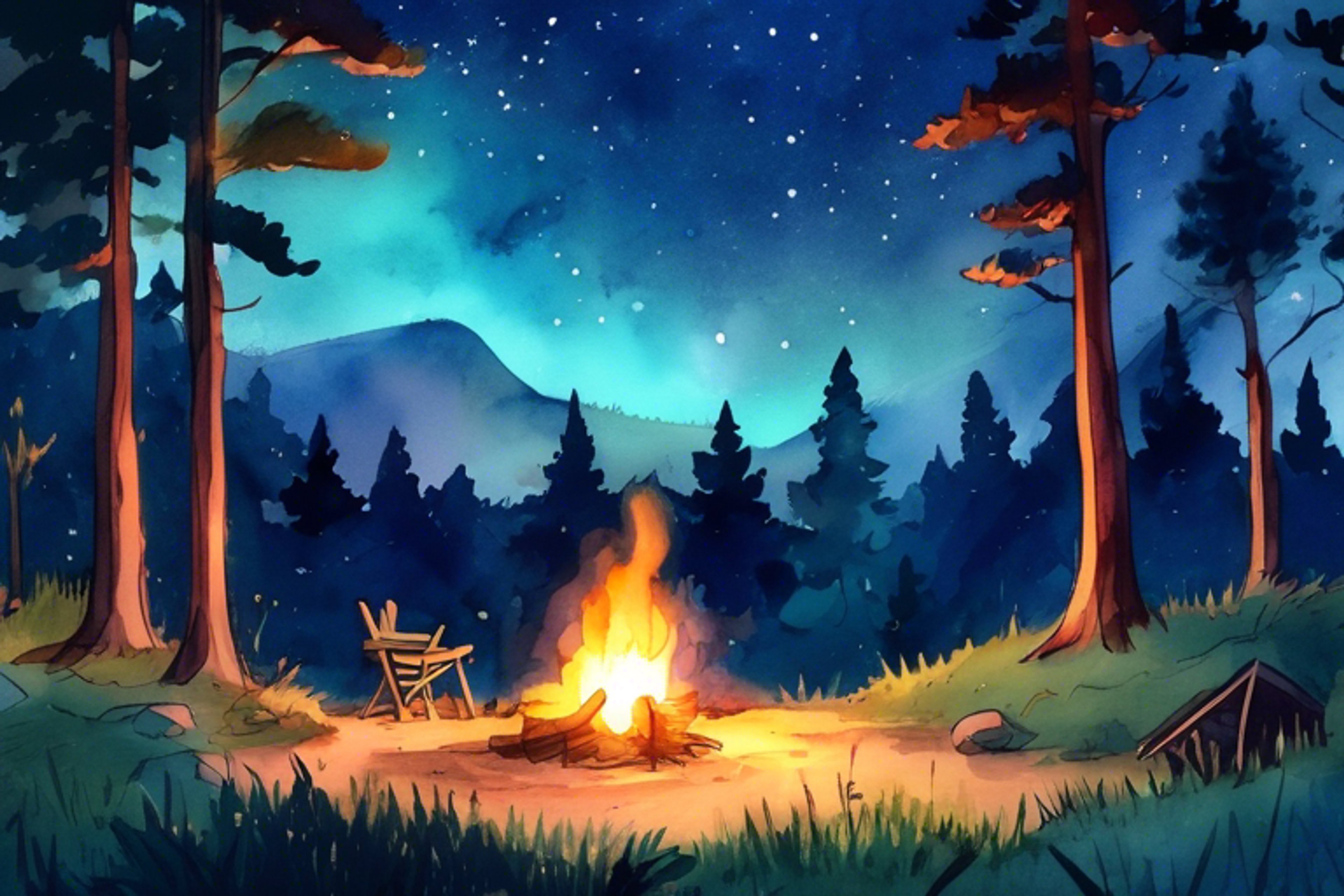 You and your companion share a caring embrace under a starry sky, taking comfort in each other's company.