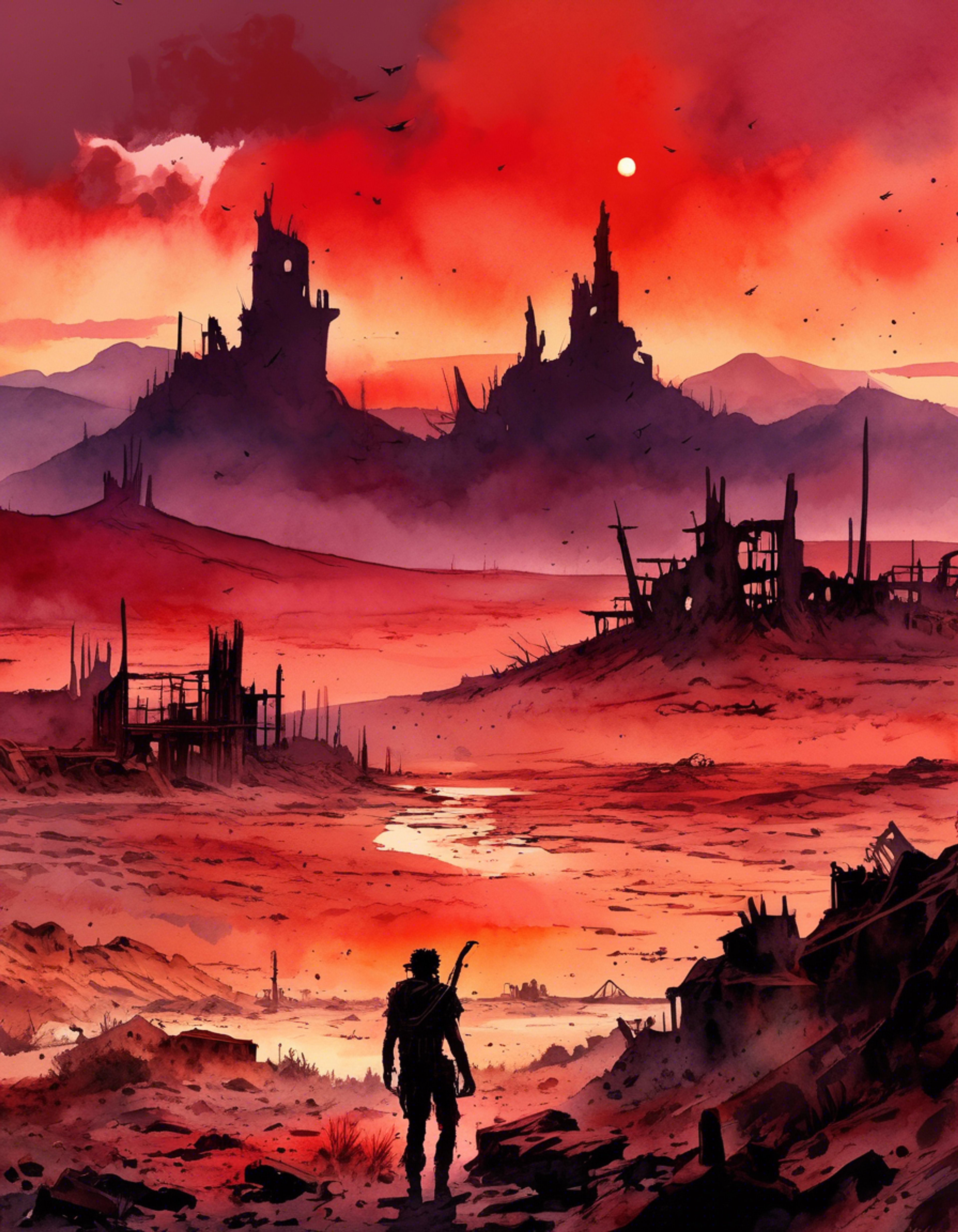 You find yourself traversing the dangerous wastes of Olathe alongside a fierce companion. The harsh landscape stretches endlessly before you, filled with hidden dangers and uncertain paths. Together, you must navigate both the physical threats and the complex dynamics of trust in a world that shows little mercy.