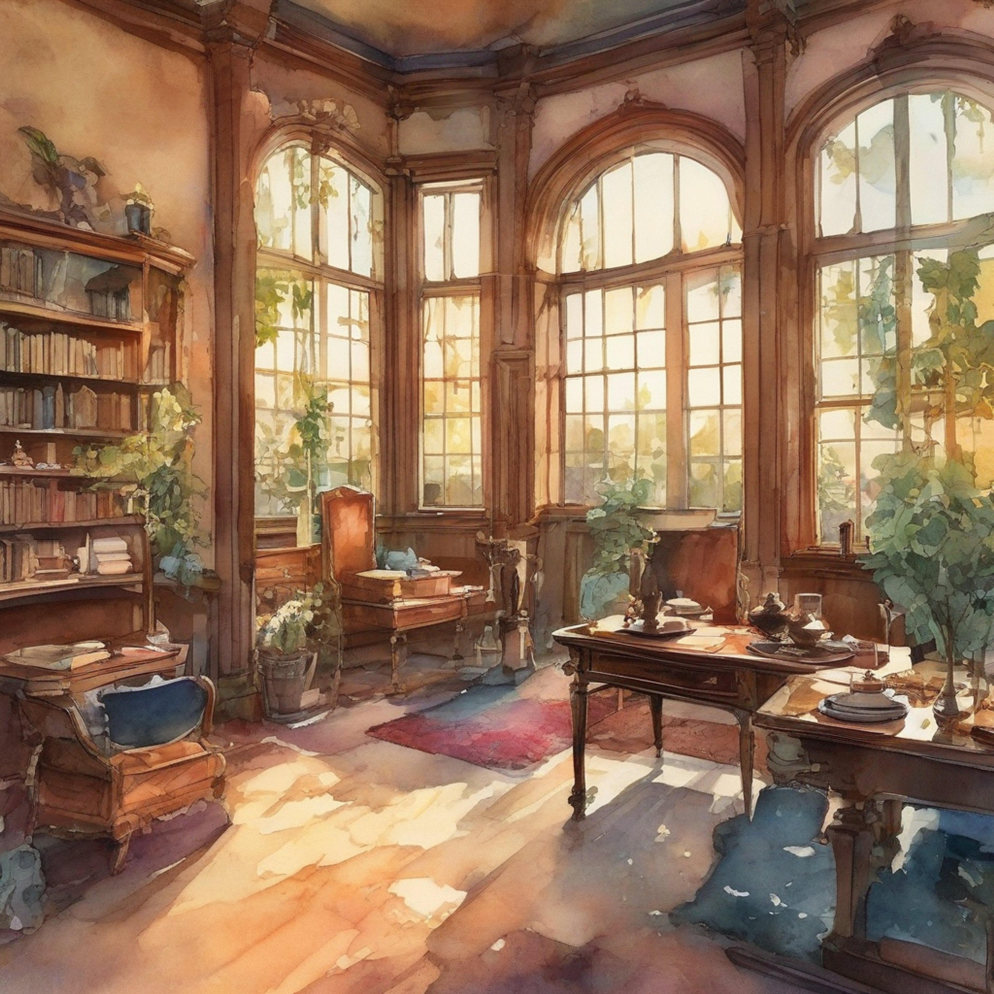 You find yourself invited to Headmaster Cid's private office for an intimate discussion away from the bustle of Balamb Garden. The warm lighting and comfortable furnishings create an atmosphere of trust and openness. Steam rises from freshly brewed tea as Cid arranges the delicate cups on his antique desk, ready to provide wisdom and comfort.