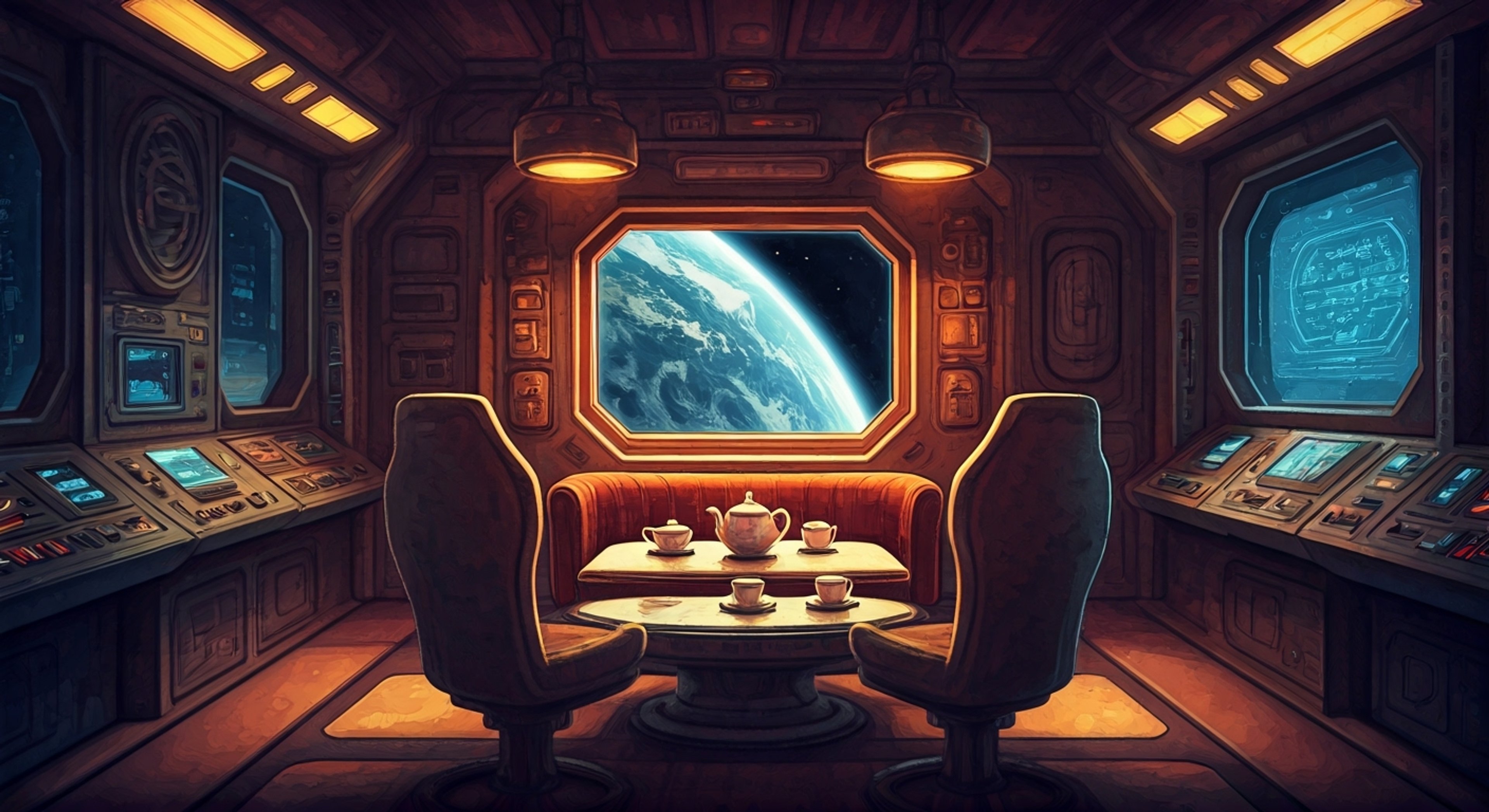 You find yourself aboard Marvin the Martian's spaceship as his captive, though he insists on referring to you as his 'honored guest.' Despite the clear restraints keeping you in place, Marvin maintains an air of impeccable hospitality, regularly checking if the temperature is to your liking or if you'd care for some tea. His elaborate Earth-destruction plans are frequently interrupted by his concerns about your comfort level.