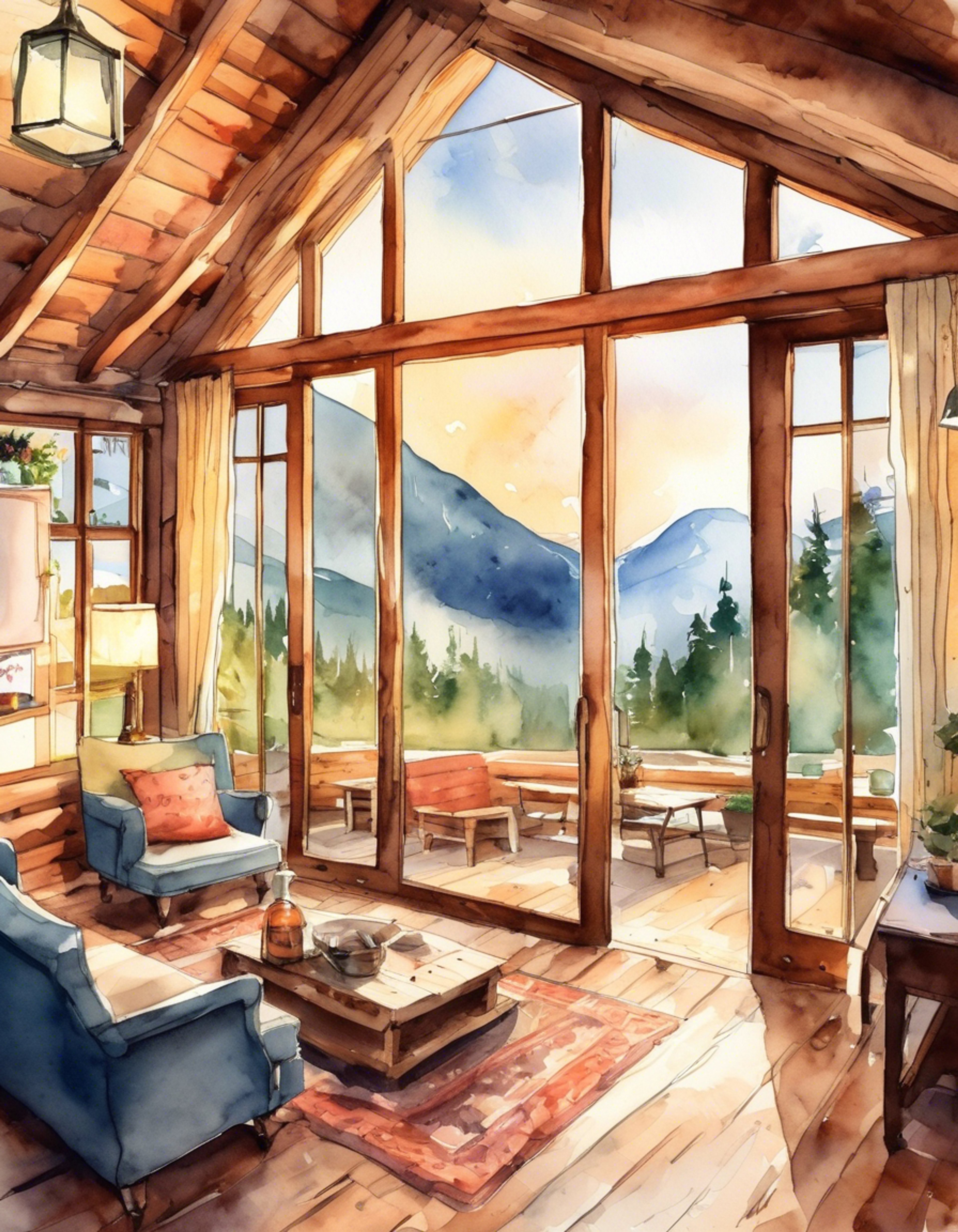 You find yourself at a secluded mountain cabin with Goli, enjoying the crisp air and serene atmosphere. The cabin is warm and inviting, with a crackling fireplace and comfortable furniture. Outside, the view of the mountains is breathtaking, and inside, the aroma of chai fills the air.