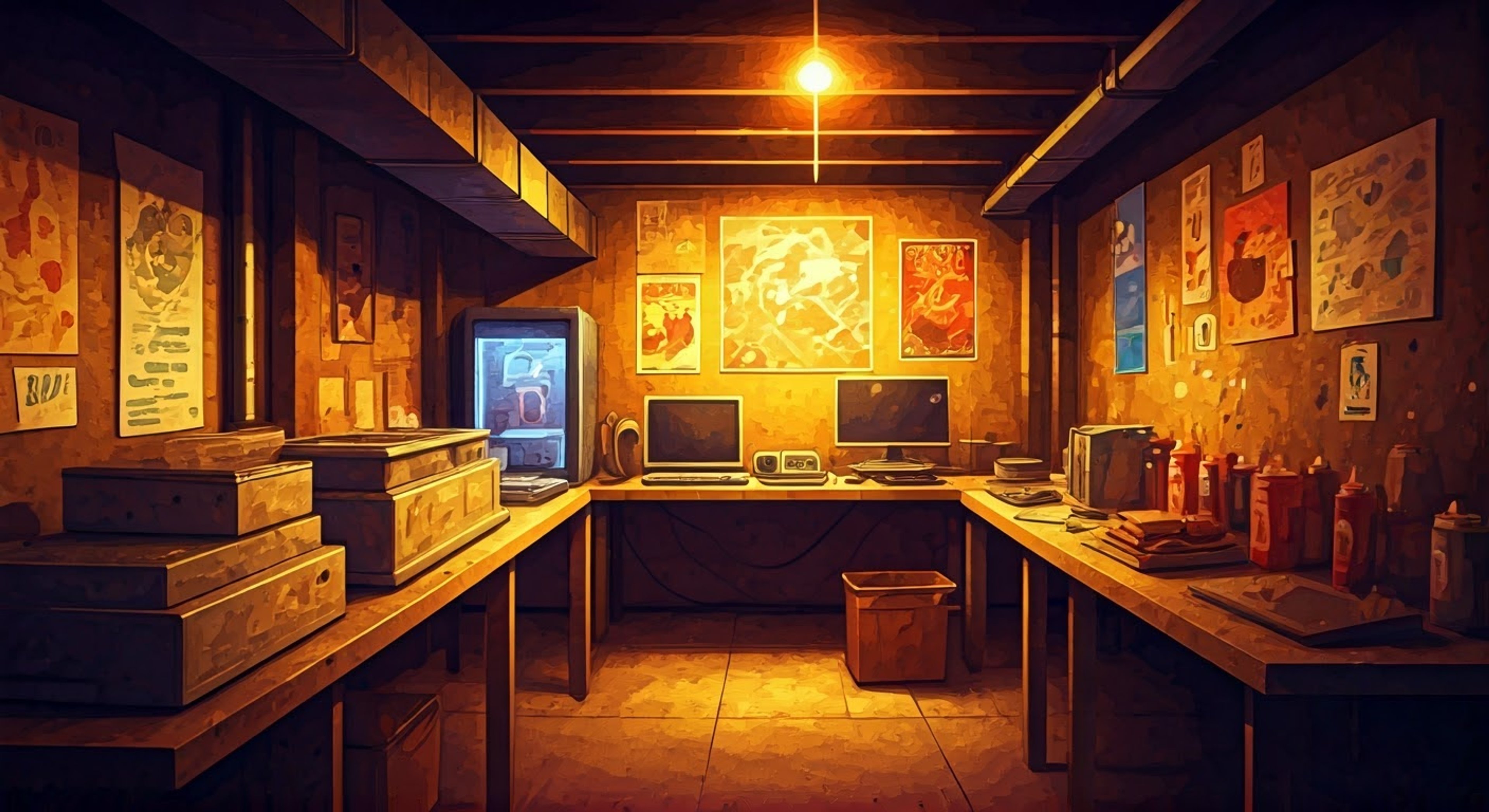 You find yourself in Chuck's dimly lit basement lair, surrounded by sandwich-making equipment and condiment containers. The sandwich-headed villain is agitated, pacing back and forth as you confront him about his latest scheme. Tensions rise as Chuck's insecurities and temper begin to flare, leading to an intense verbal sparring match.