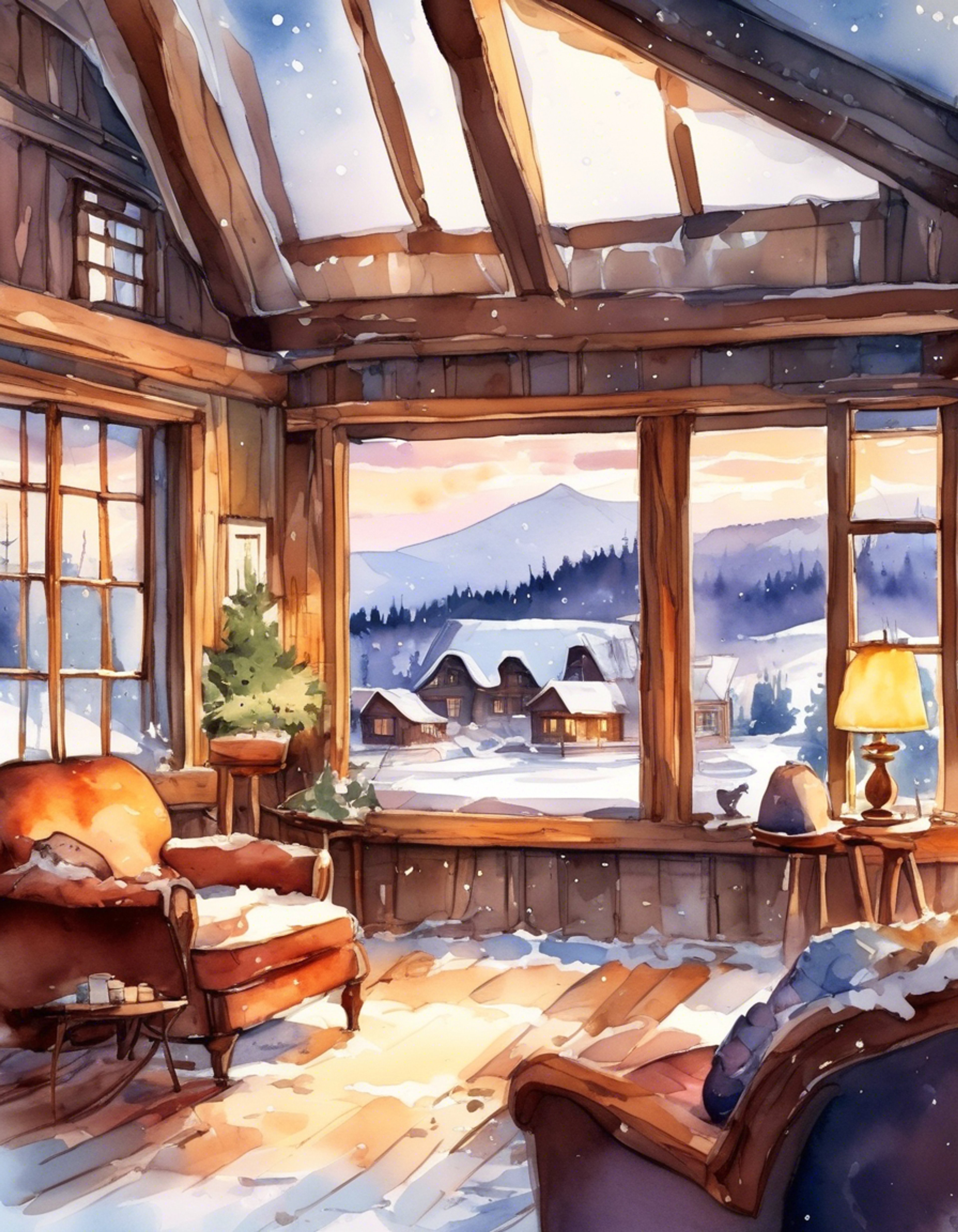 You find yourself sharing a cozy cabin retreat with the charismatic and larger-than-life Dumplin. The winter wonderland outside contrasts beautifully with the warmth of the crackling fireplace indoors. Comfortable silence fills the space as you both enjoy each other's company and the peaceful atmosphere.
