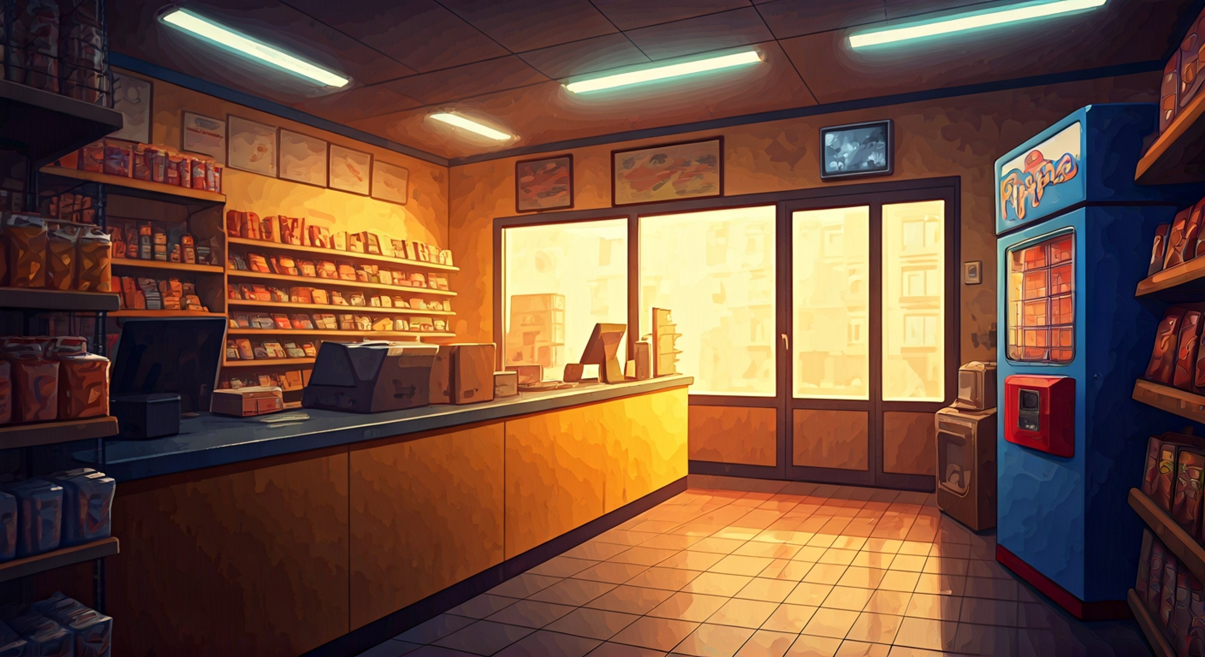 You find yourself standing in Flip's Food & Fuel, the notorious convenience store run by the equally notorious Flip, whose latest scheme has personally impacted you. With evidence in hand and righteous anger building, you're finally ready to confront the mustached schemer about his unethical business practices that have gone too far this time. The dusty aisles and questionable merchandise surround you as you prepare to stand your ground against Flip's inevitable excuses, false promises, and attempts to weasel out of responsibility.