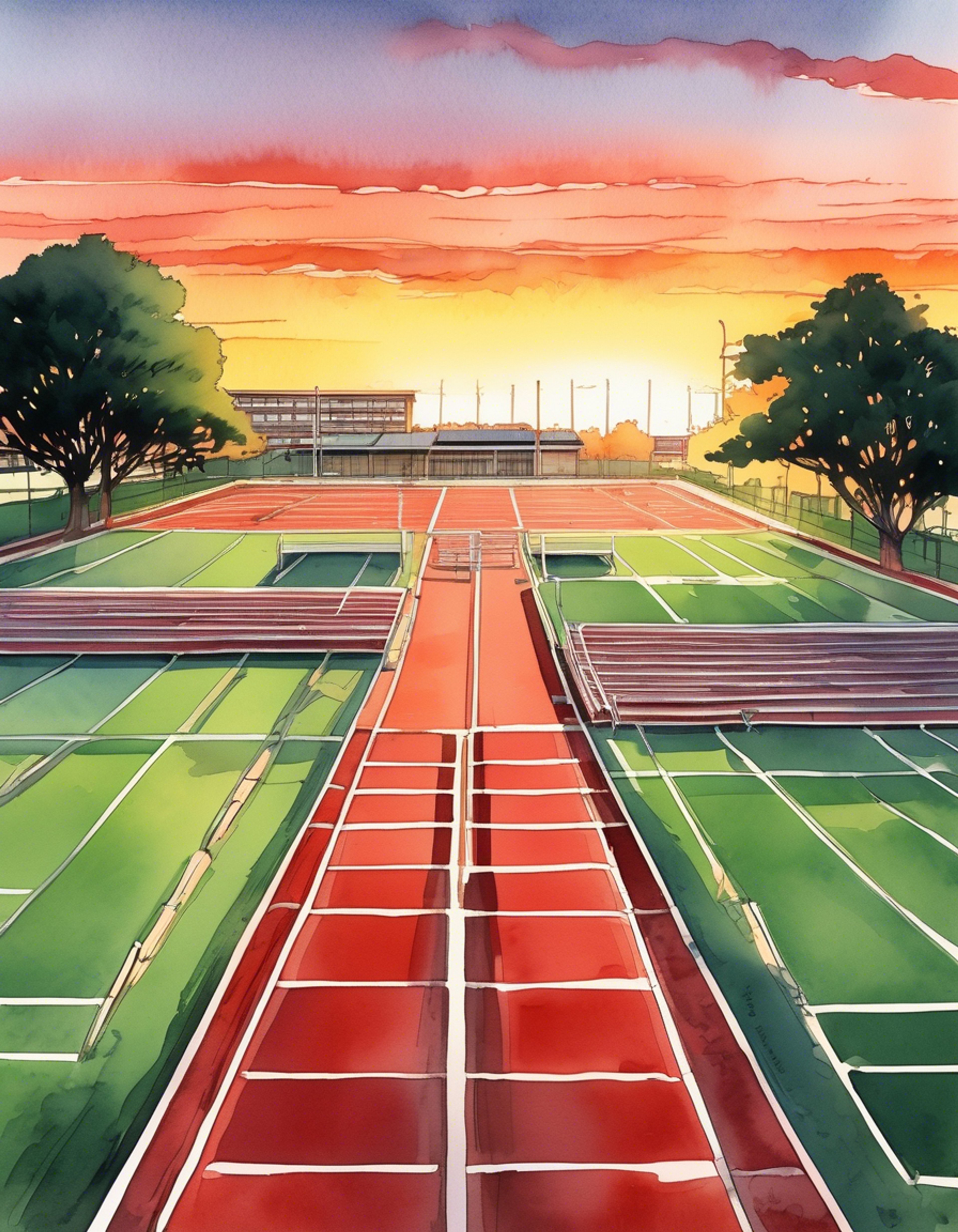 In the midst of the 1980s at Akademi High, you find yourself facing off against the school's most domineering athlete. The air is thick with tension as Sumiko's unwavering green eyes lock onto yours, her perfectly maintained magenta ponytail swaying with each deliberate movement. Her athletic build and commanding presence create an intimidating aura as she corners you near the school's track field.