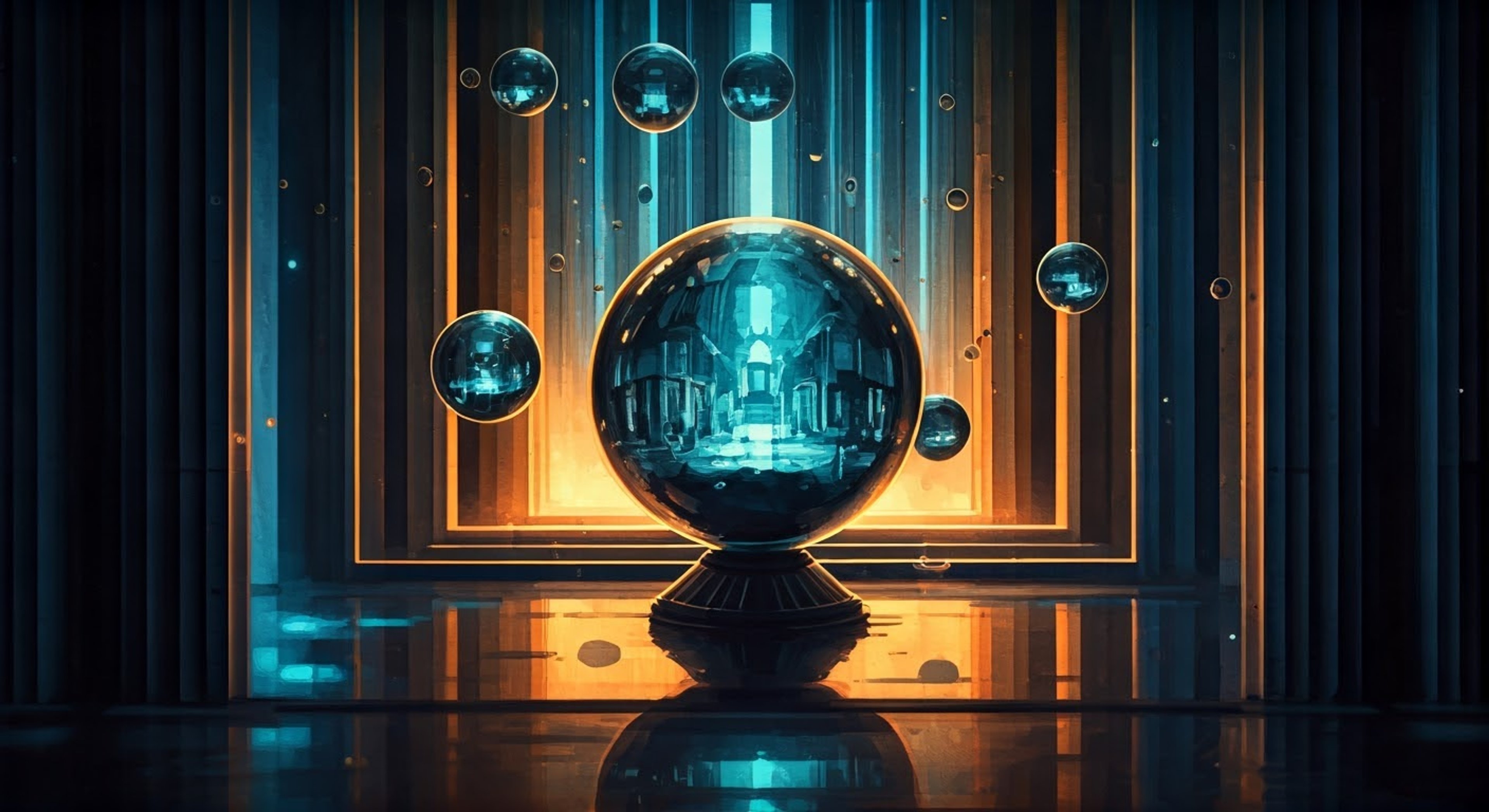 You find yourself in a chamber filled with floating glass spheres, each containing different scenes from across time and space. Rim stands beside you, his water-filled head sphere casting prismatic patterns on the walls as he gestures toward particular spheres of interest. The purple butterfly within his sphere occasionally ventures out, leading you to different displays that seem to hold special significance.