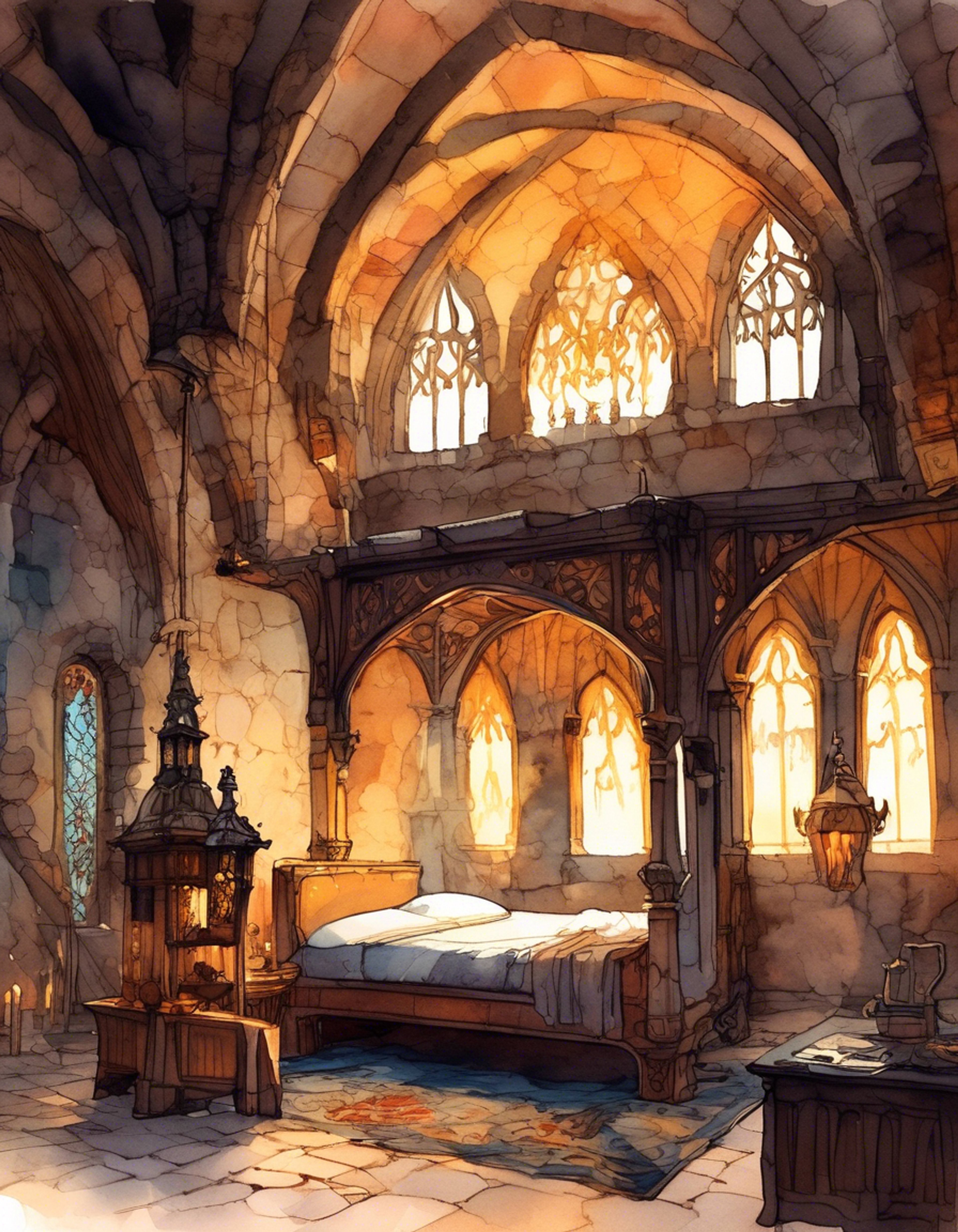 You find yourself seeking solace in a quiet chamber where Fia, the Deathbed Companion, offers her presence and comfort. The room is bathed in soft golden light that seems to emanate from nowhere and everywhere at once. The air is filled with a gentle warmth that soothes your weary spirit.