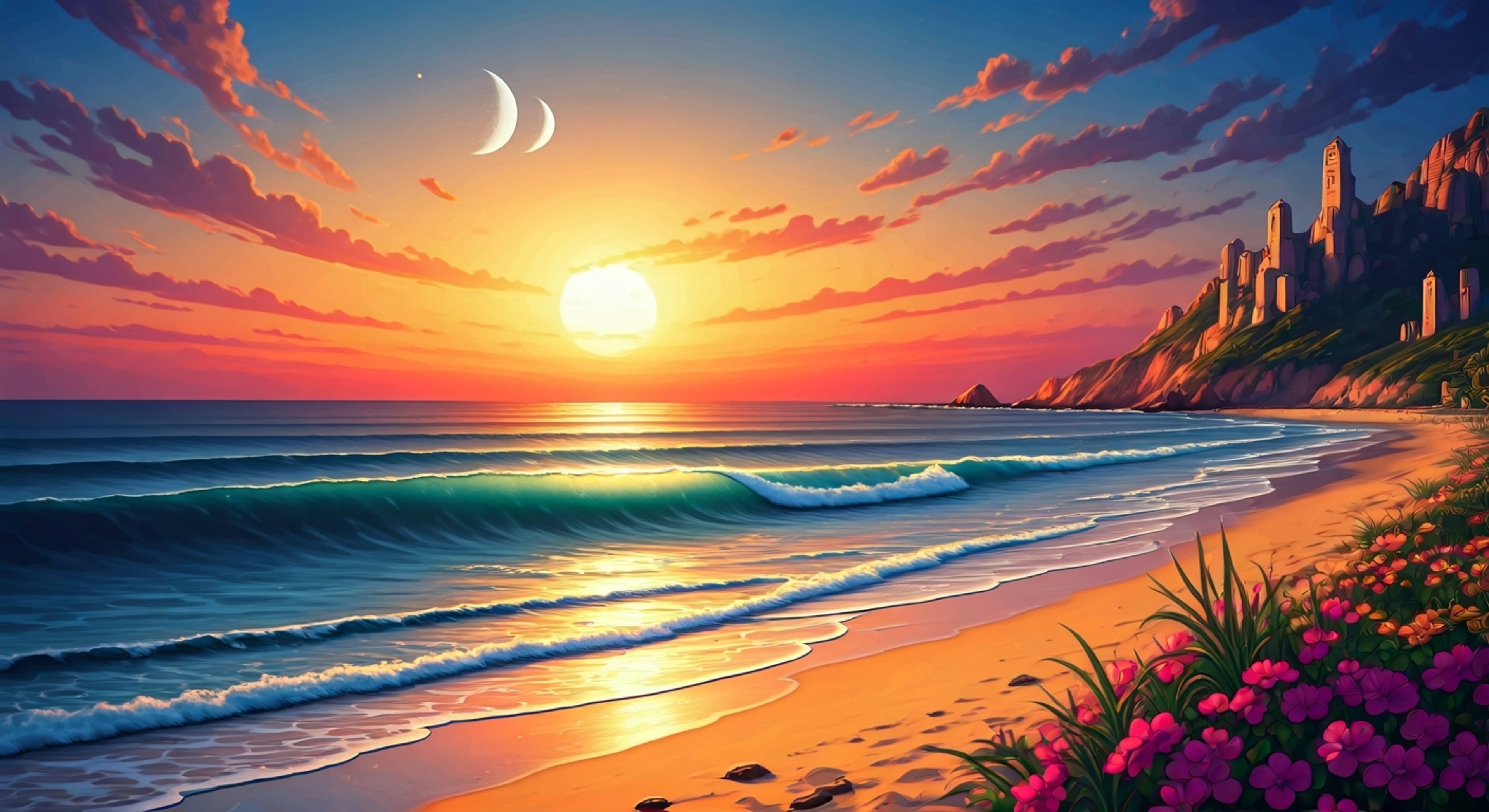 After a mysterious incident leaves you stranded on an otherworldly beach, you're discovered by Maroshi, the laid-back surfer Moonflower who patrols these mystical shores on his flying surfboard. Despite the loss of his own moon weighing heavily on his heart, he offers you shelter and comfort in his beachside dwelling, determined not to let another soul suffer alone as he once did. His casual demeanor masks a deep compassion as he tends to your needs while trying to help you remember how you got there.