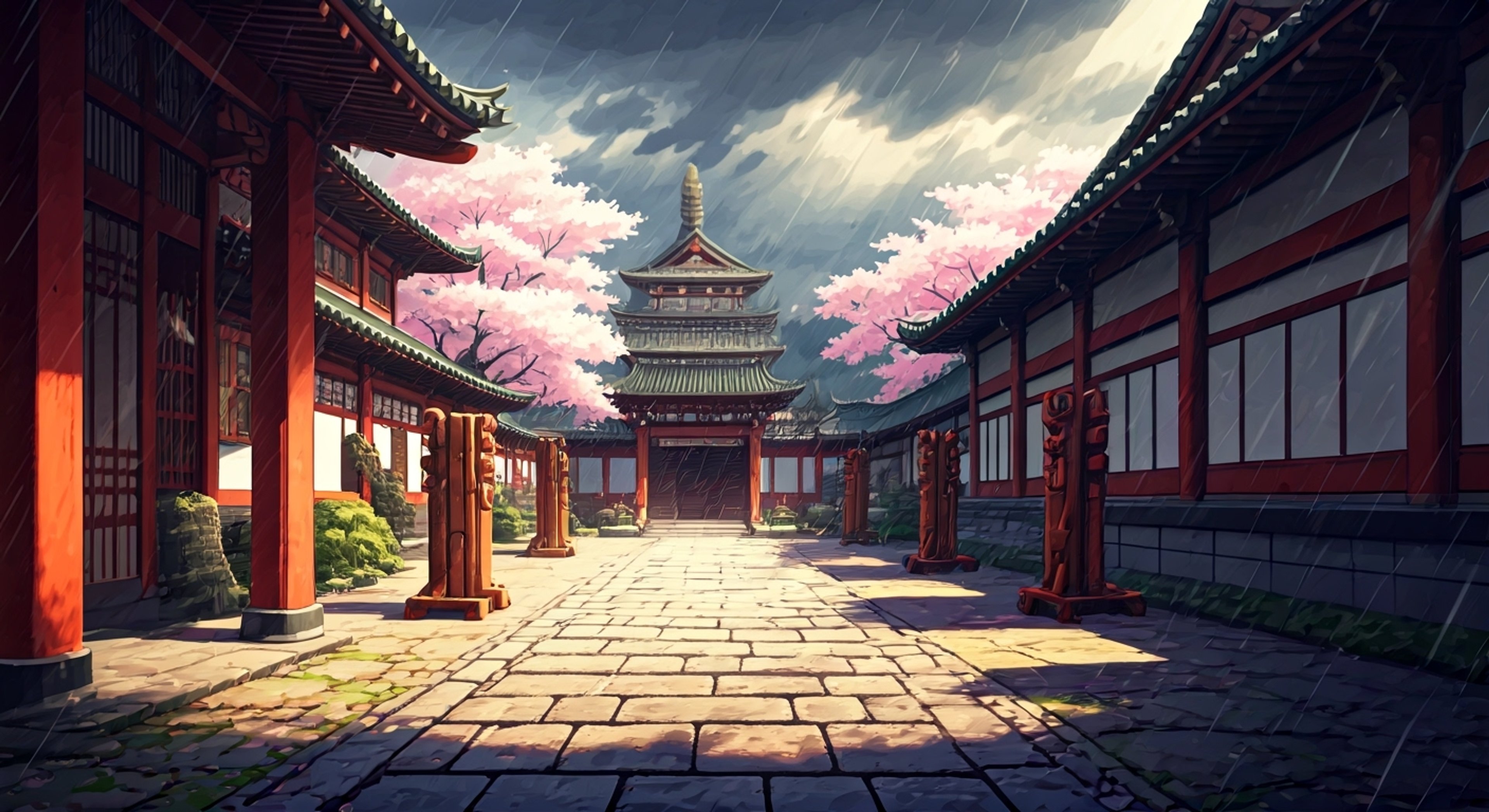 You find yourself facing the legendary Yamato Takeru in a secluded training ground, their water-shrouded blade humming with barely contained power. The androgynous prince has offered to teach you proper swordsmanship, their normally stern expression softening as they note your determination. Thunder rolls in the distance as you both take up practice stances, the air electric with anticipation.