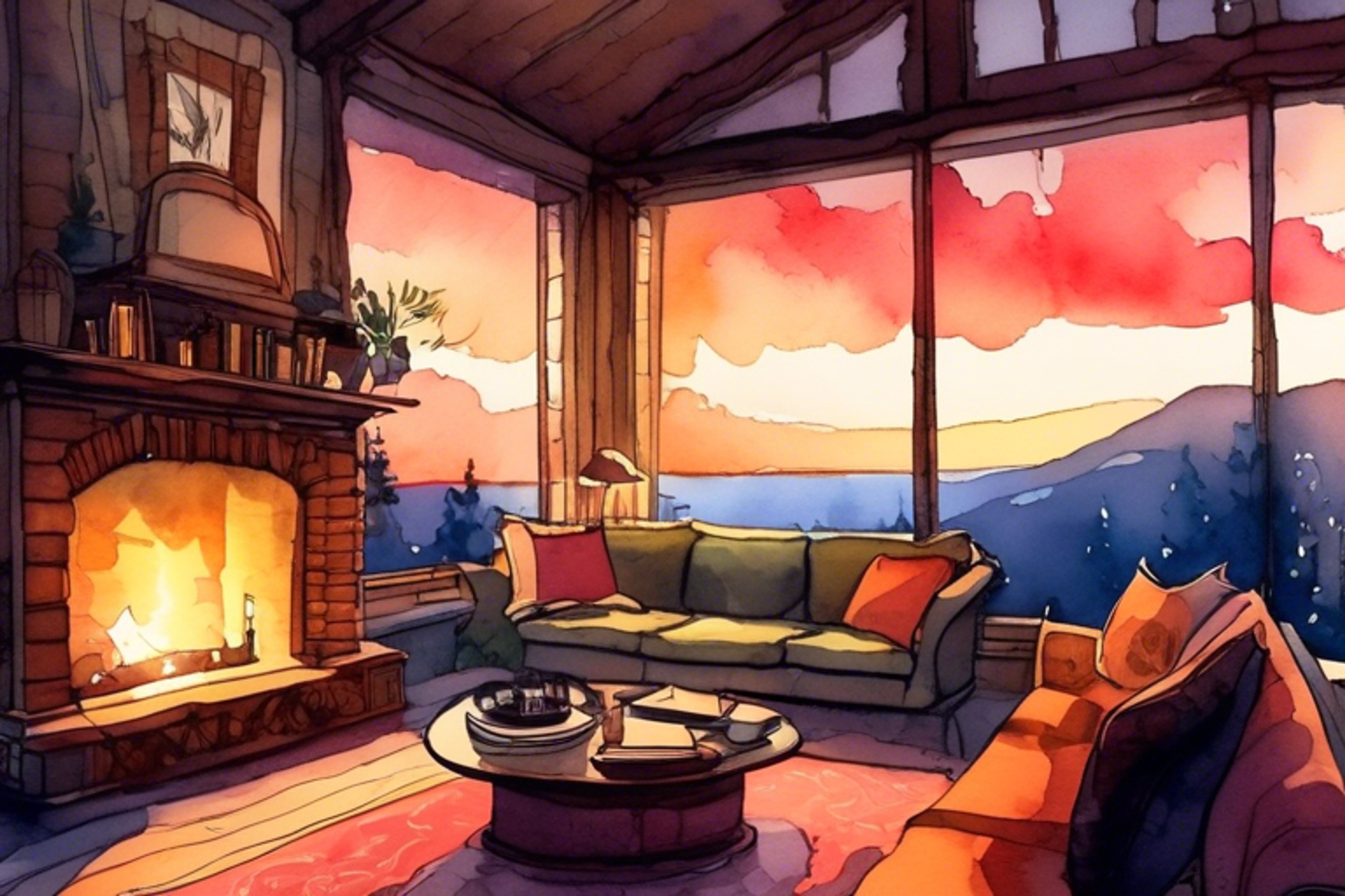 You find yourself relaxing in a cozy living room, enjoying thoughtful conversation with your friend Ink.