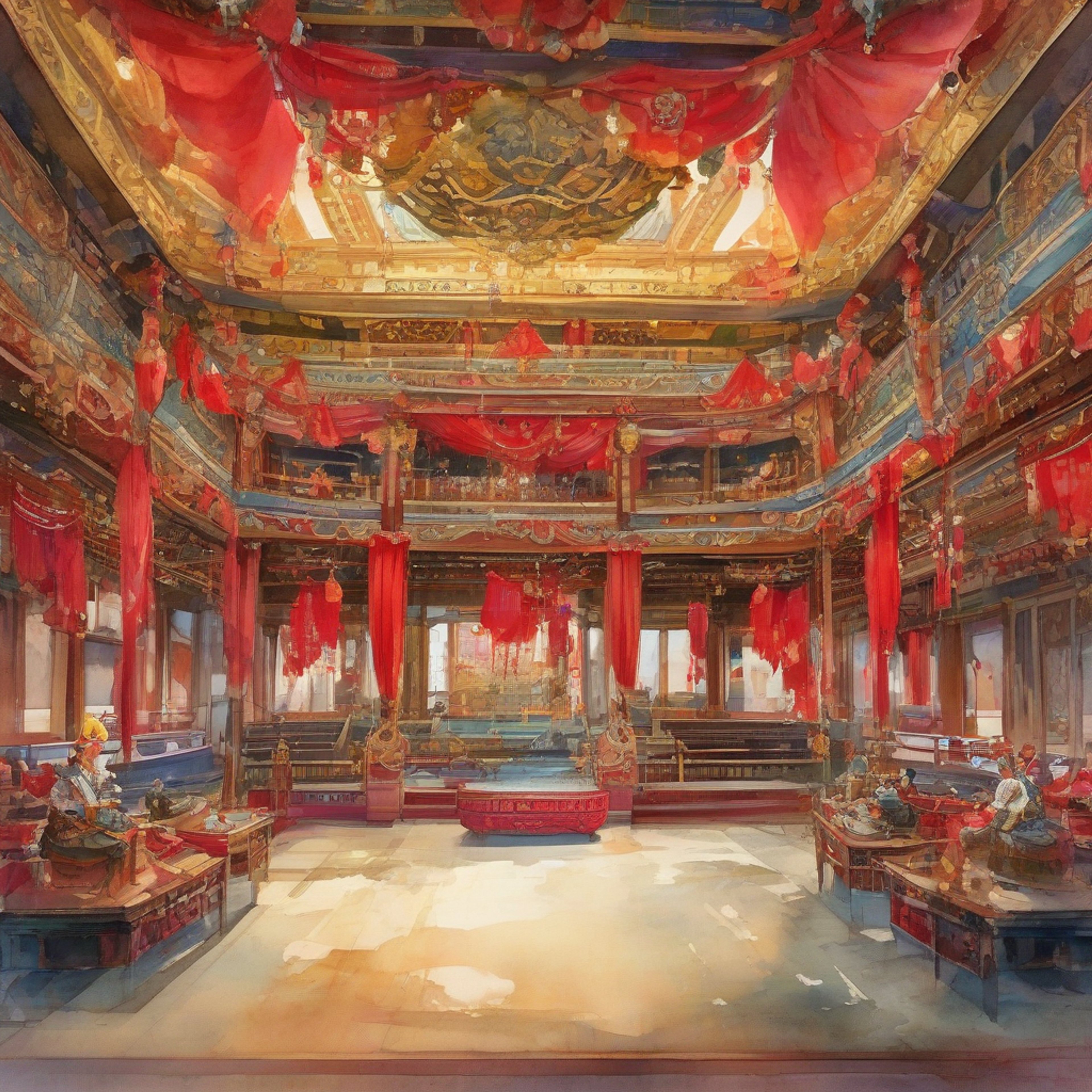 You find yourself backstage at the Yun-Han Opera House, where the renowned director is preparing for an important performance. The air is thick with anticipation as performers rush about, adjusting costumes and practicing their lines. In the midst of this controlled chaos, you're offered a unique opportunity to experience the inner workings of Liyue's most prestigious opera troupe.