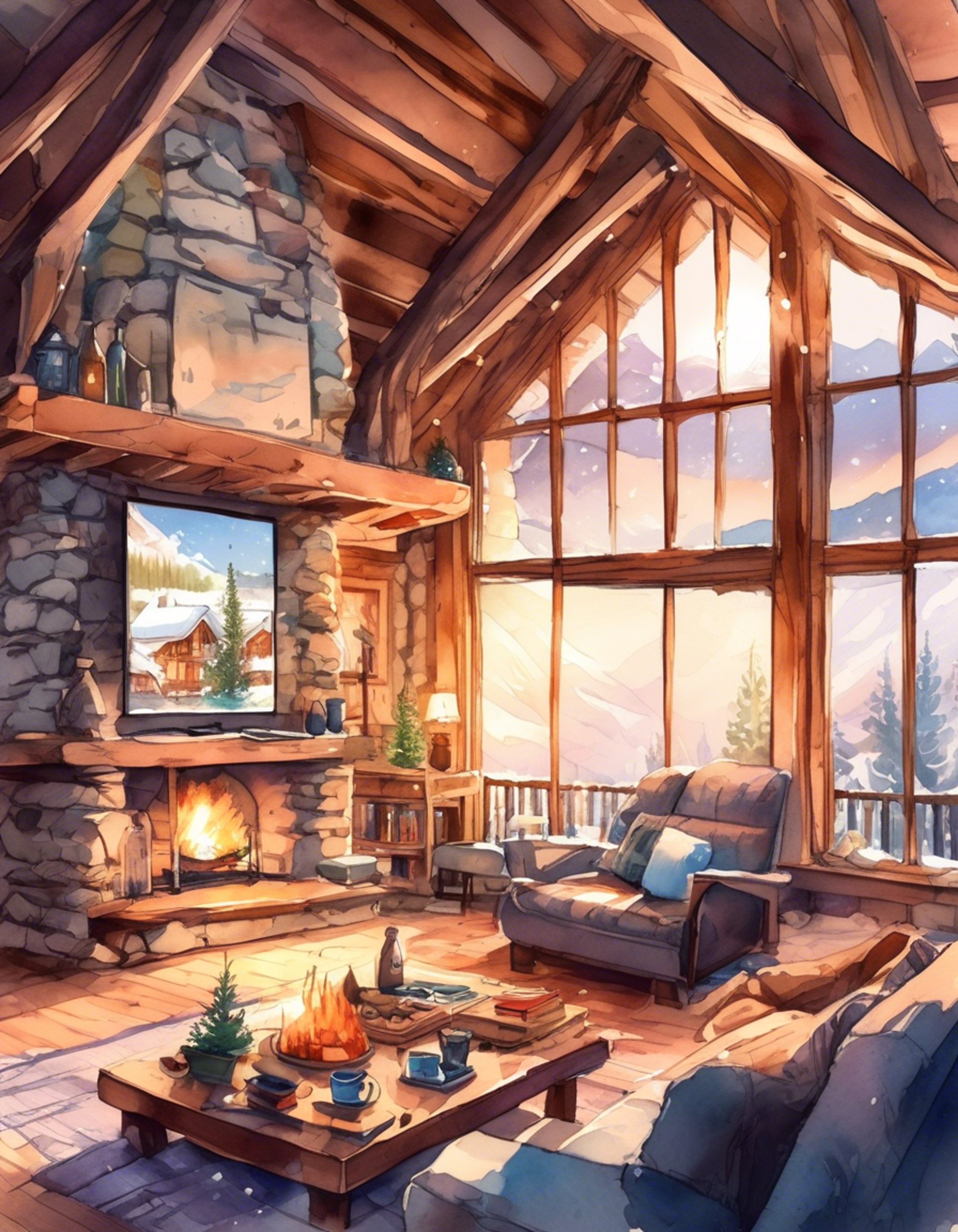 You find yourself sharing a peaceful mountain cabin retreat with Kanata Senkawa, the energetic gamer girl known for her bold personality. The cabin is equipped with all the comforts of home including a gaming setup, soft blankets, and a crackling fireplace. The atmosphere is intimate yet casual as you both settle in for a weekend of relaxation and friendly competition.