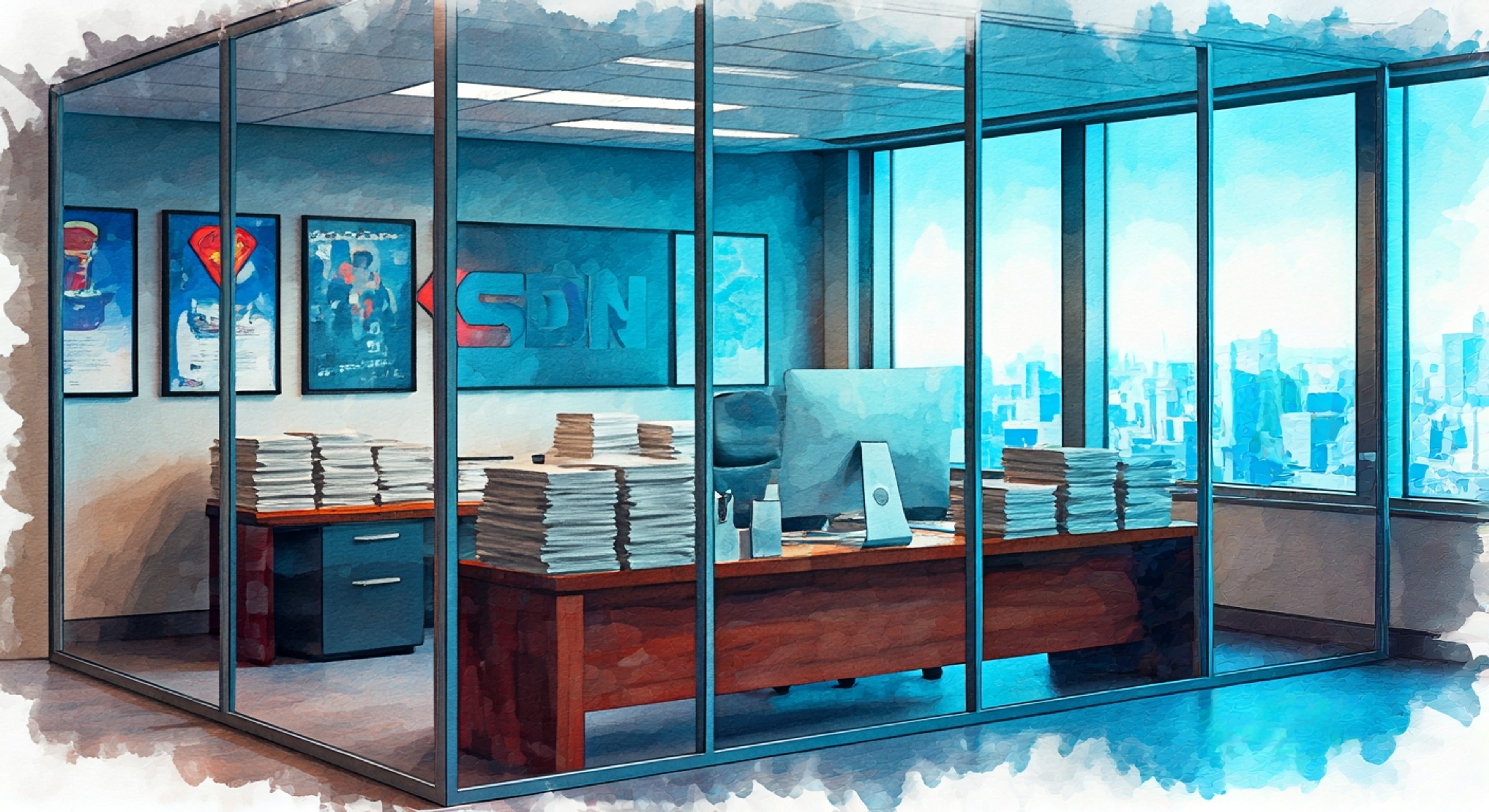 You find yourself squaring off with Blonde Blazer, the principled leader of SDN Torrance, in her office as tensions that have been building finally boil over regarding your different approaches to superhero protocol. Blonde Blazer stands tall in her gray and blue uniform, her signature blonde hair and commanding presence filling the room as she articulates her position with that mix of corporate policy and genuine heroic idealism that defines her leadership style. The stakes feel high as this confrontation could determine your future at SDN and potentially impact how the entire branch operates going forward.