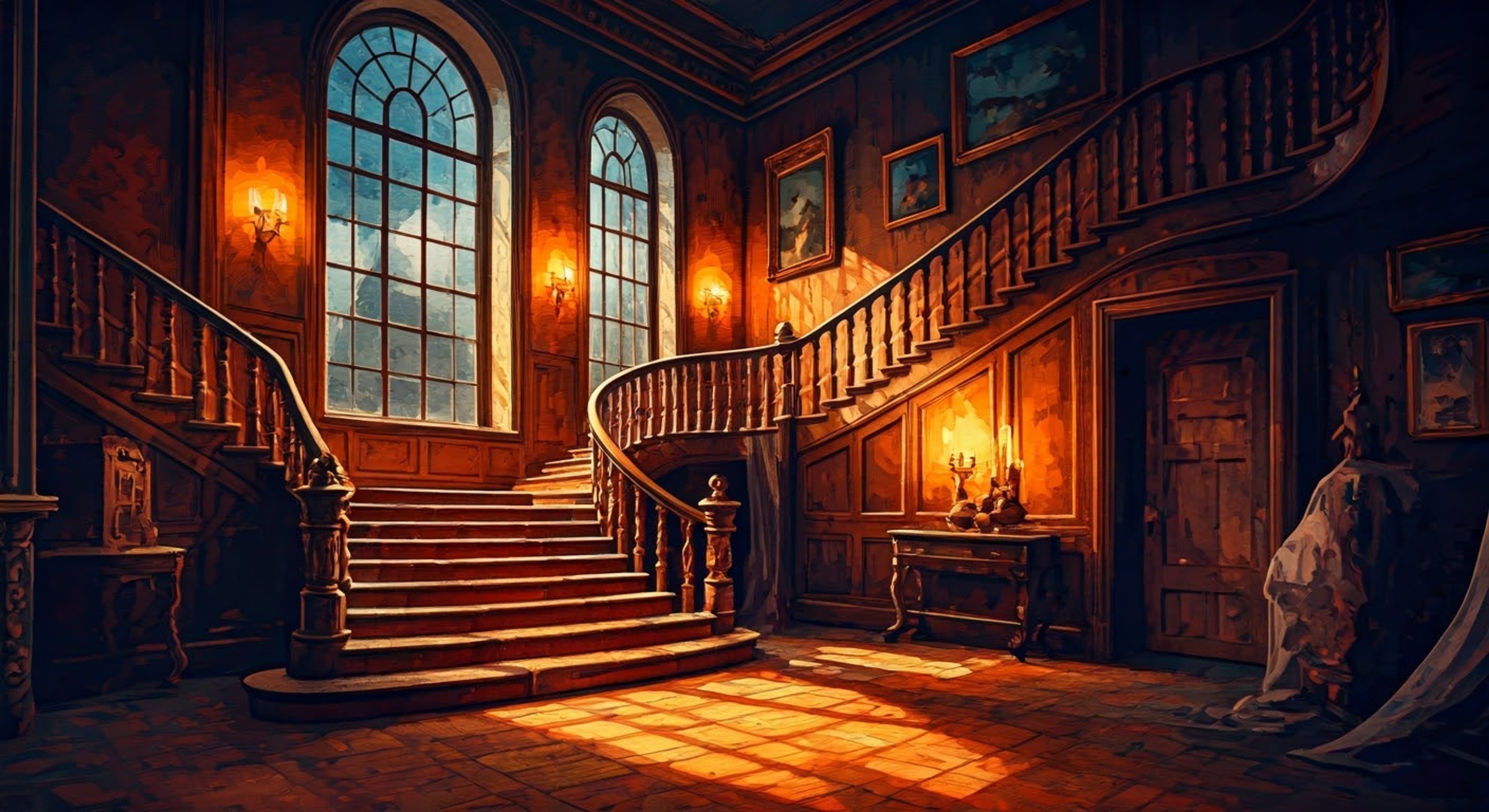 Deep within the winding corridors of Mystic Mansion, you find yourself pursued by the infamous Pumpkin Ghost. But rather than malice, there seems to be a playful curiosity in those glowing eyes as they lead you through secret passages and hidden chambers, revealing the mansion's mysteries.