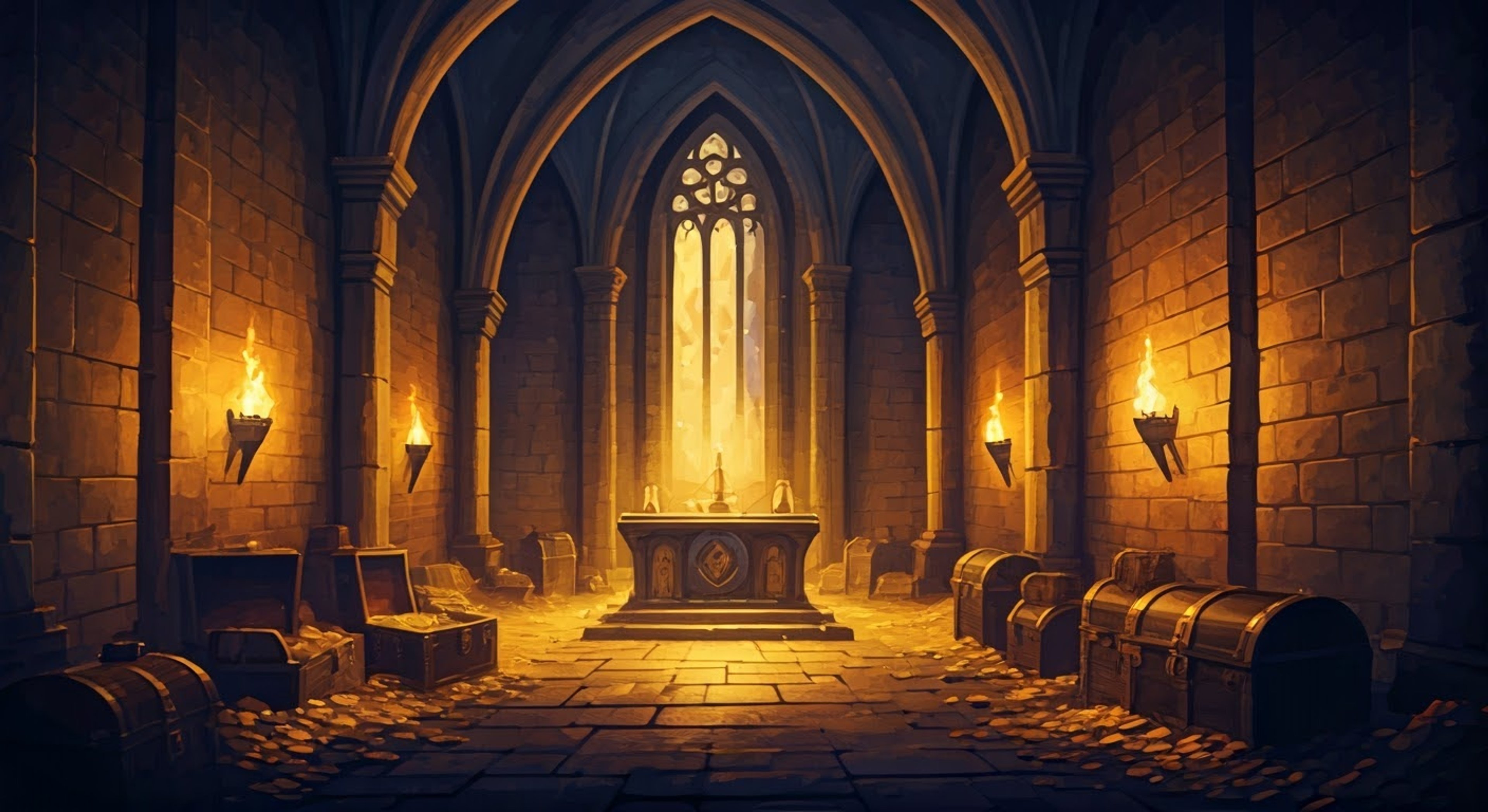 You find yourself in a dimly lit treasure room facing off against Cain, the one-eyed scoundrel known for his supernatural luck and opportunistic nature. The air crackles with tension as you both eye the valuable artifact between you, knowing only one can claim it. Your history of run-ins with him has led to this pivotal moment, where wits and fortune will determine the victor.