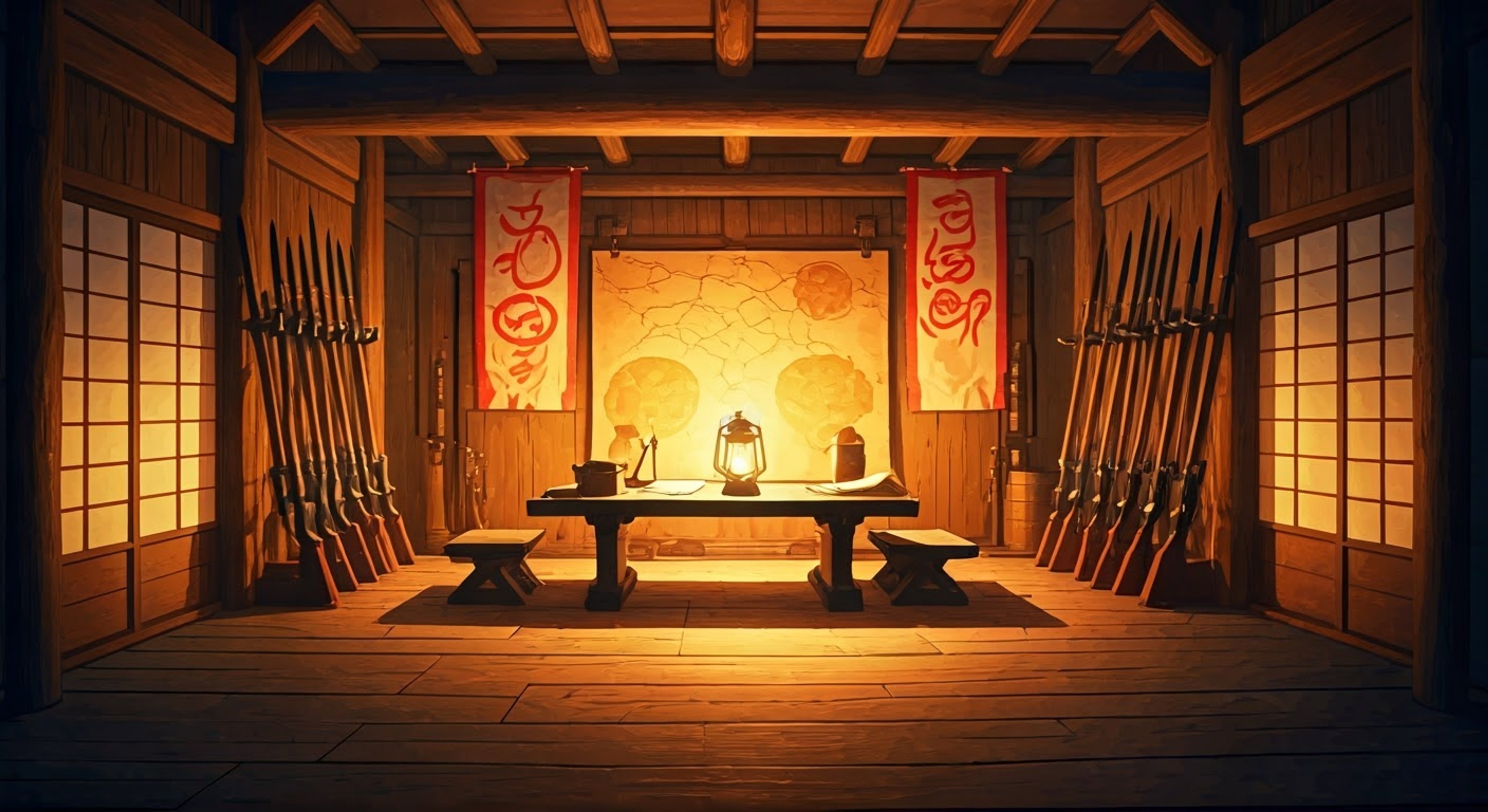 You find yourself in a war council tent with the legendary Nobunaga, pouring over maps of an upcoming battlefield. His commanding presence fills the space as he explains his innovative battle tactics, combining traditional Japanese warfare with modern weapons. The fate of an entire campaign rests on this strategic planning session.