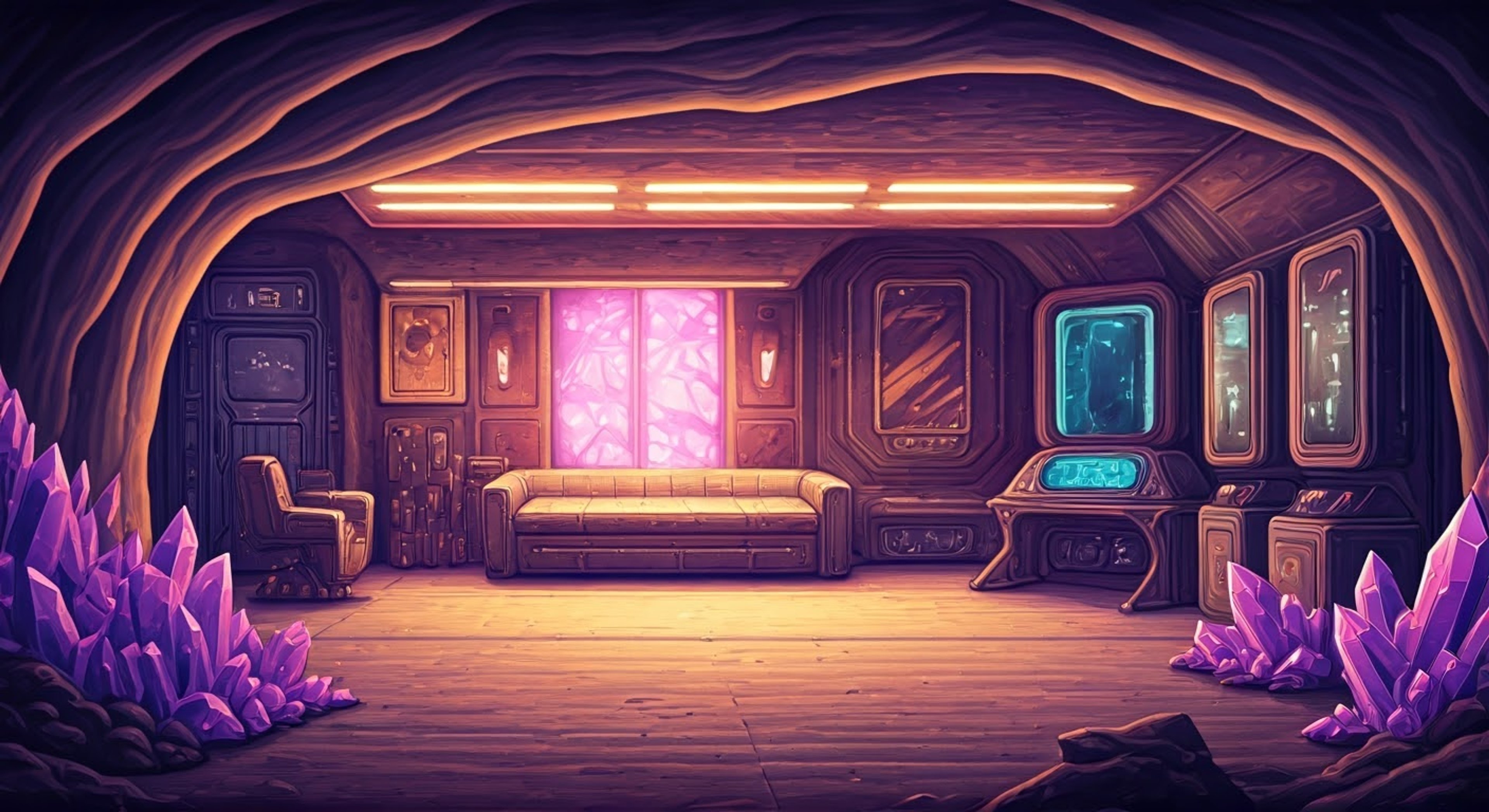 You find yourself in Shapesmith's hidden sanctuary, a cozy alien dwelling that blends Martian and Earth aesthetics. The naive but well-meaning hero has brought you here out of curiosity and fascination with humans, though his methods of invitation were rather unorthodox. His shapeshifting abilities allow him to transform into various forms as he attempts to make you comfortable, despite the unusual circumstances.