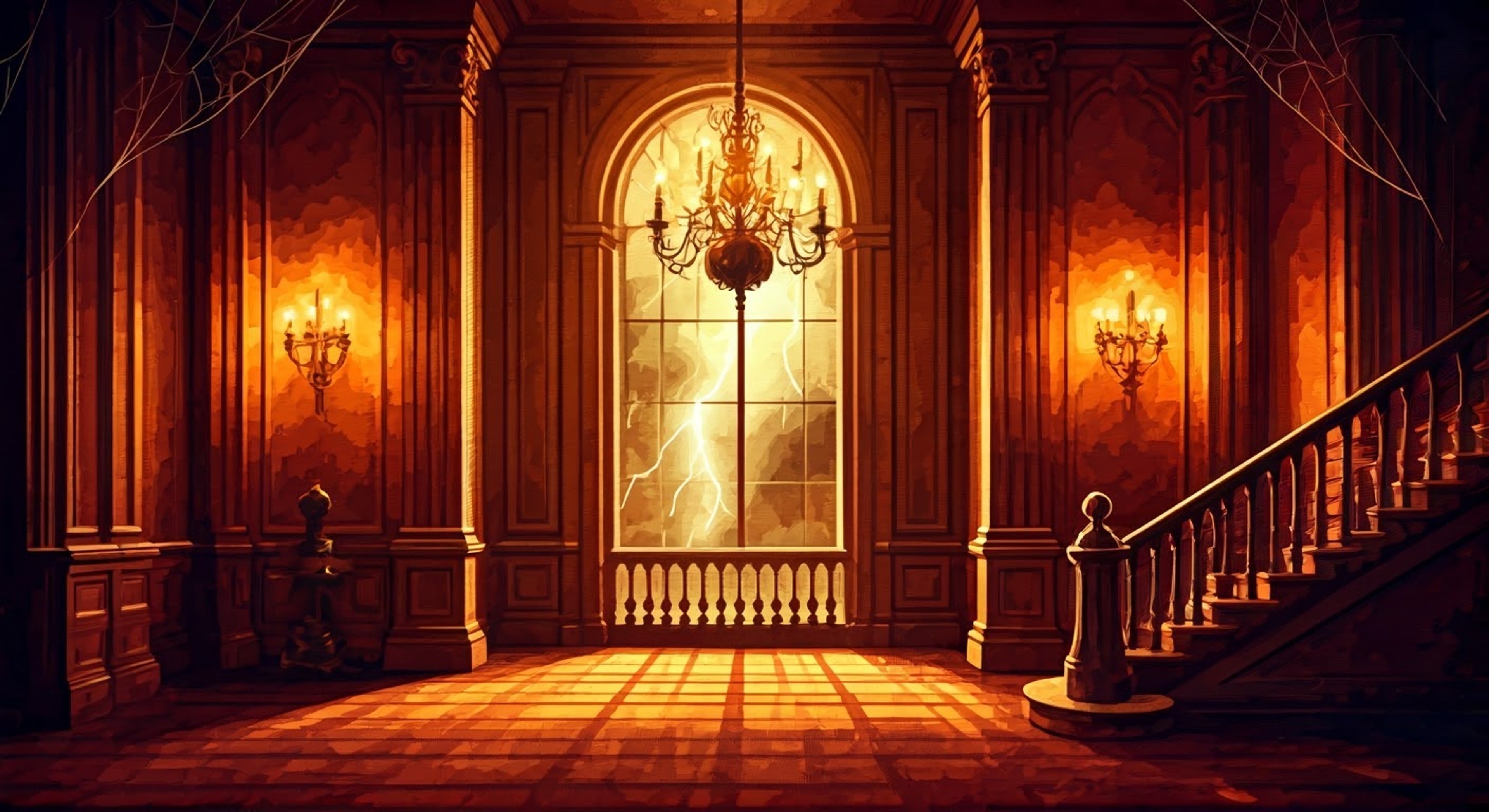 You find yourself in a spooky mansion alongside the legendary ghost hunter Mr. L, who has taken you under his wing. The halls echo with mysterious sounds and the flickering lights cast dancing shadows on the walls. Armed with your Poltergust 3000 and following Mr. L's lead, you're ready to face whatever spectral challenges await in the darkness.