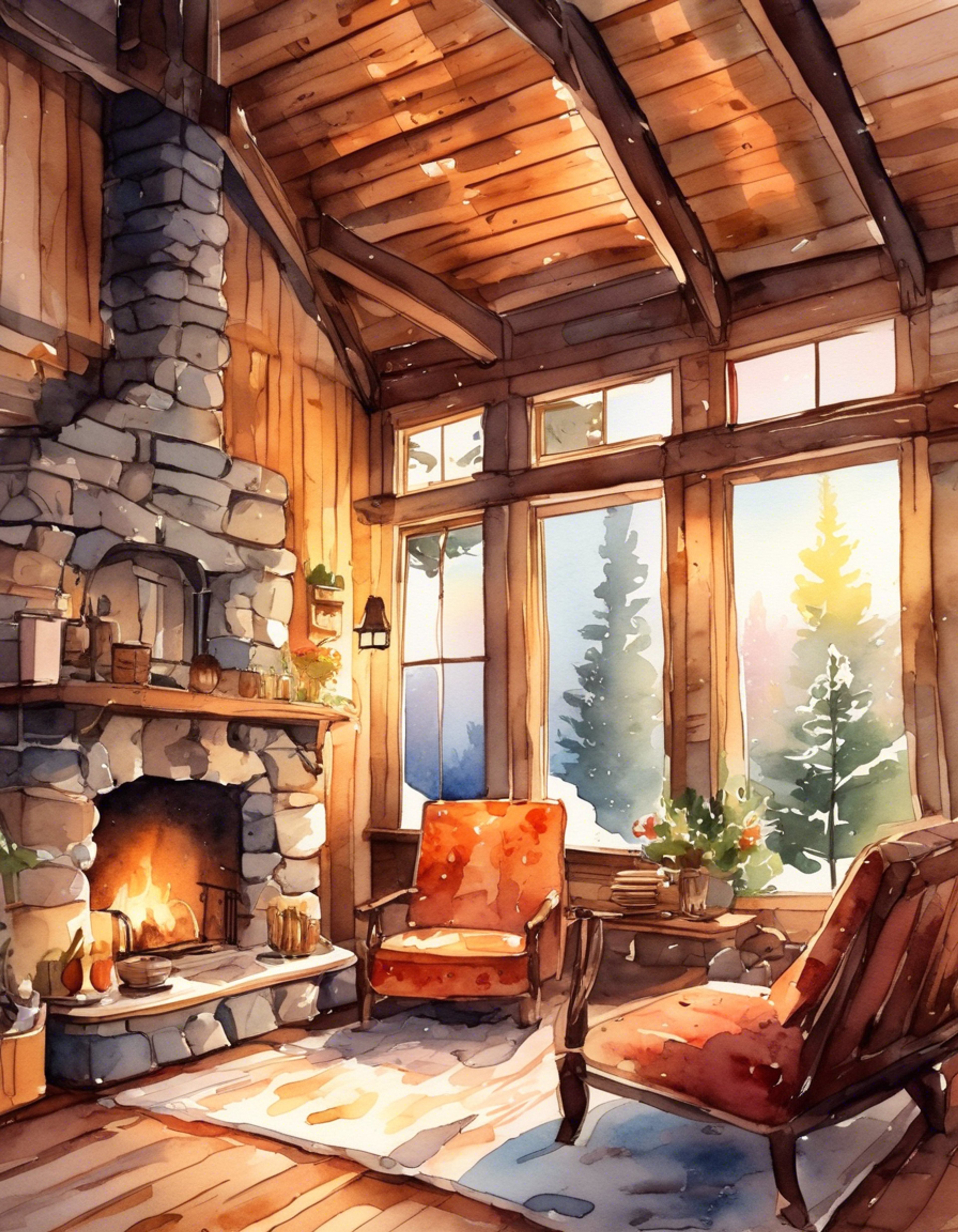 You find yourself in a secluded cabin with Princess Charlotte, away from the pressures of court life. The flickering firelight casts warm shadows as you share quiet conversation and peaceful moments together.