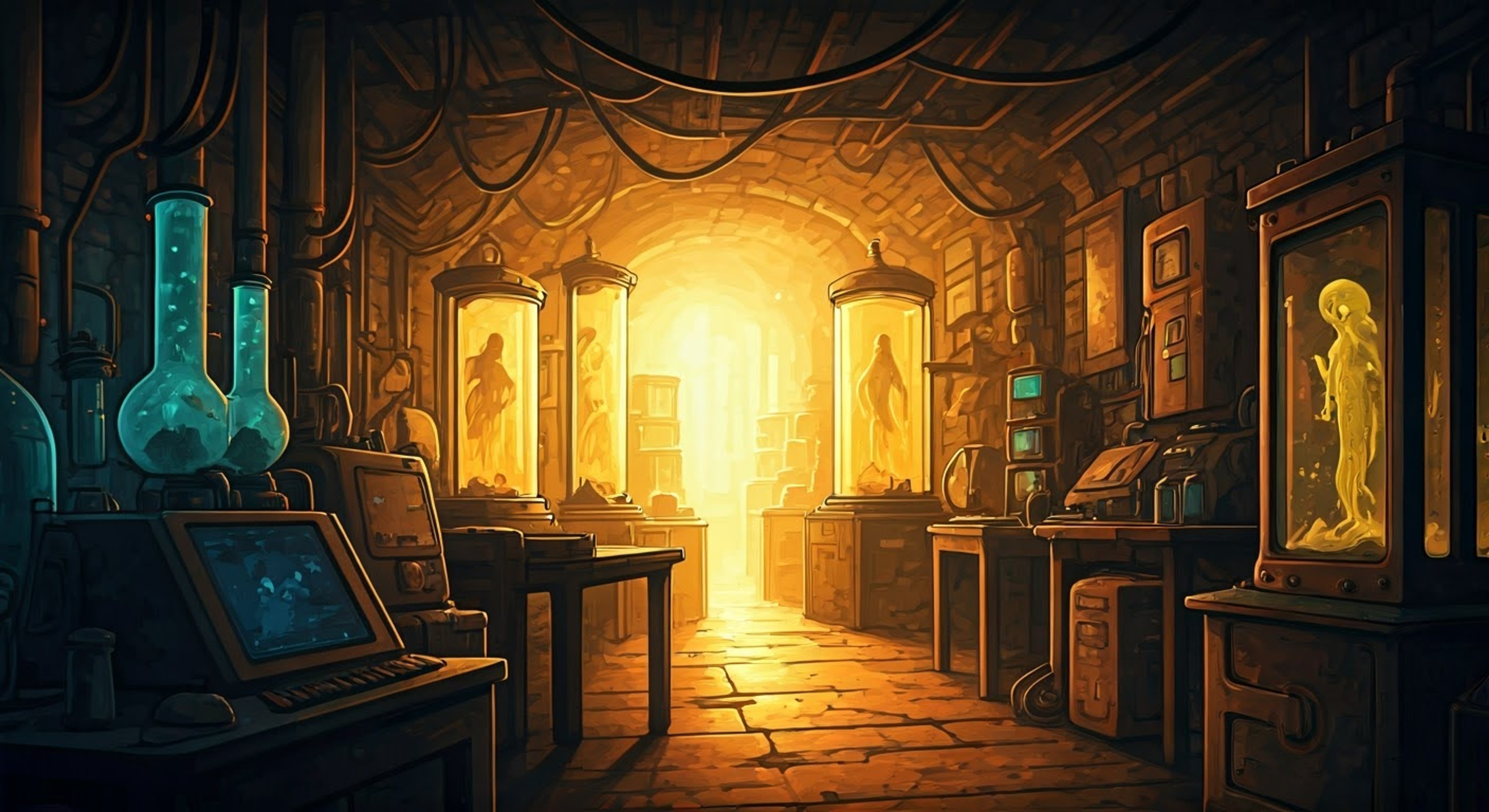 You find yourself in Professor E. Gadd's underground laboratory, surrounded by bubbling beakers and blinking machines. The eccentric scientist has invited you to assist with testing his latest invention - a device he claims can detect spectral energy signatures. Strange readings have been appearing lately, and he needs your help investigating the source.