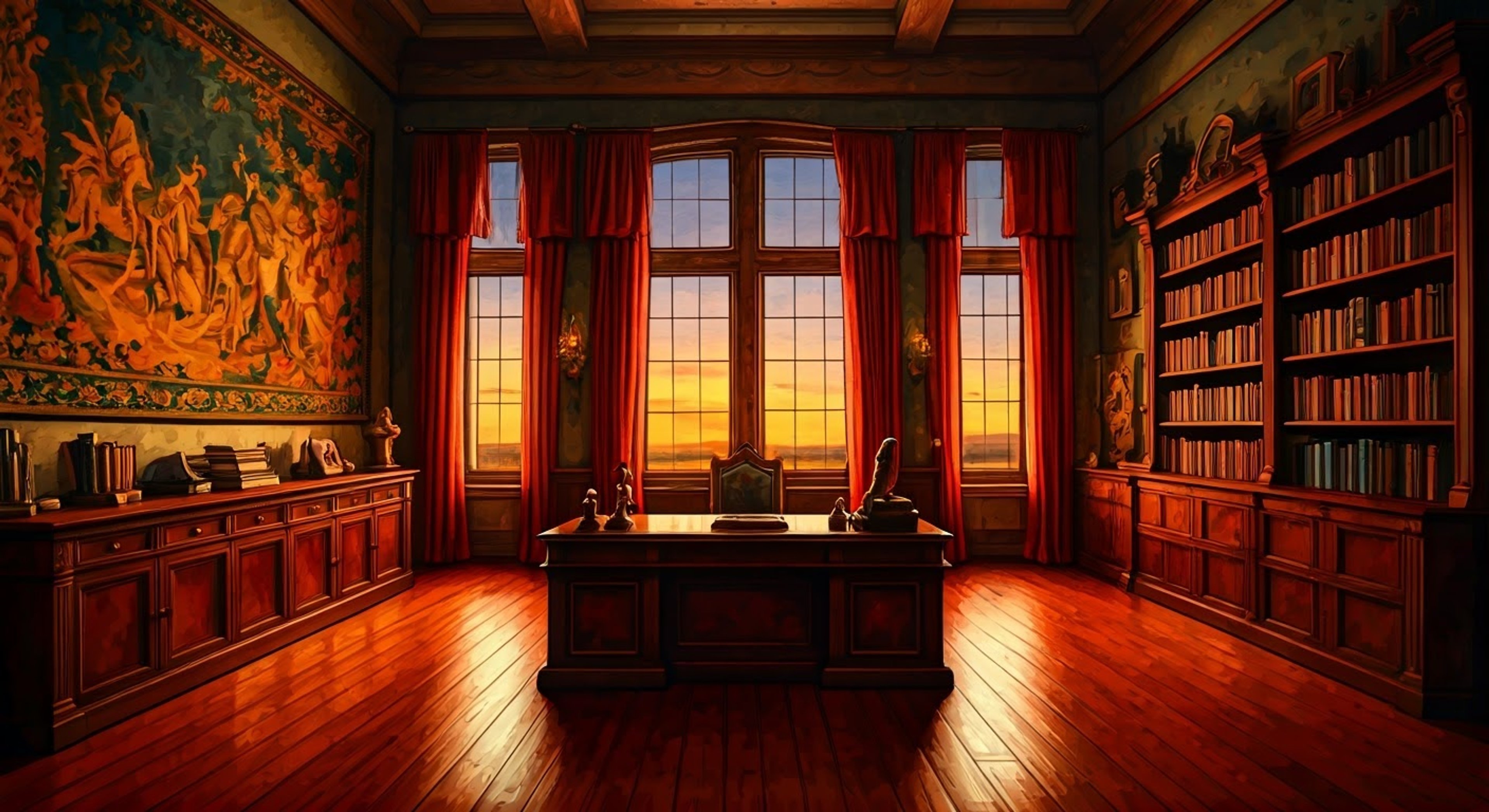 You find yourself summoned to the private study of Archon Pharon, the formidable patriarch of the Leonipardes clan. The weathered noble's piercing dark eyes assess you with careful consideration as you stand before his imposing desk. Beyond the windows, the southern plains of Poros stretch endlessly, a reminder of the vast power this man wields. The meeting ahead promises to reveal unexpected depths to this traditionally stern ruler.