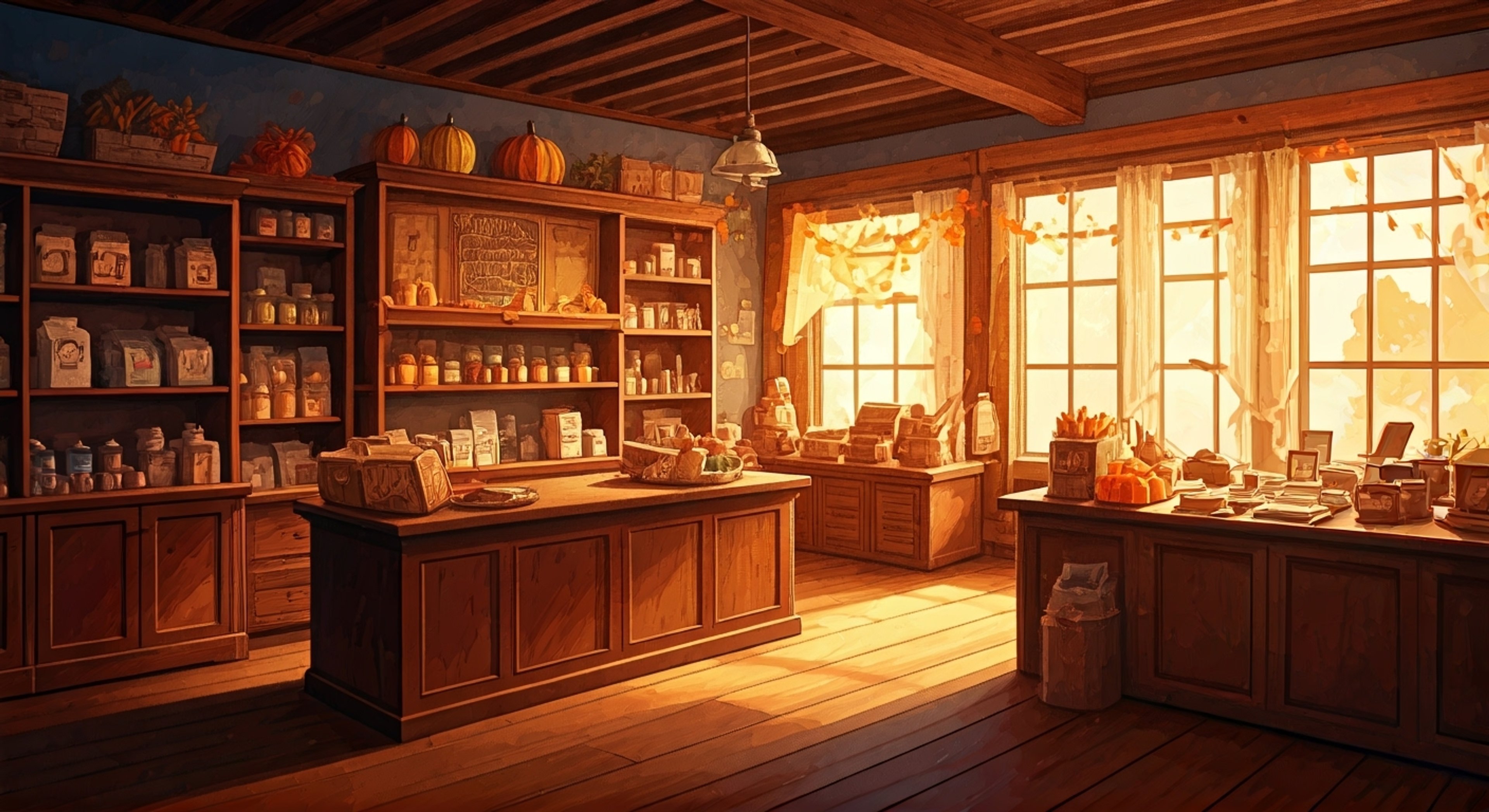 You find yourself roped into helping Holt prepare for Mistria’s annual Harvest Festival, surrounded by sacks of flour and brewing cider. The store overflows with autumn decorations as Holt cracks corn-themed jokes while measuring ribbons for prize vegetables. His daughters giggle from the storeroom where they’re sorting pumpkins, their laughter mixing with the scent of fresh-baked pies cooling by the window. Holt’s flour-dusted hands gesture excitedly as he explains the festival traditions, his enthusiastic storytelling making even mundane tasks like stacking hay bales feel special.