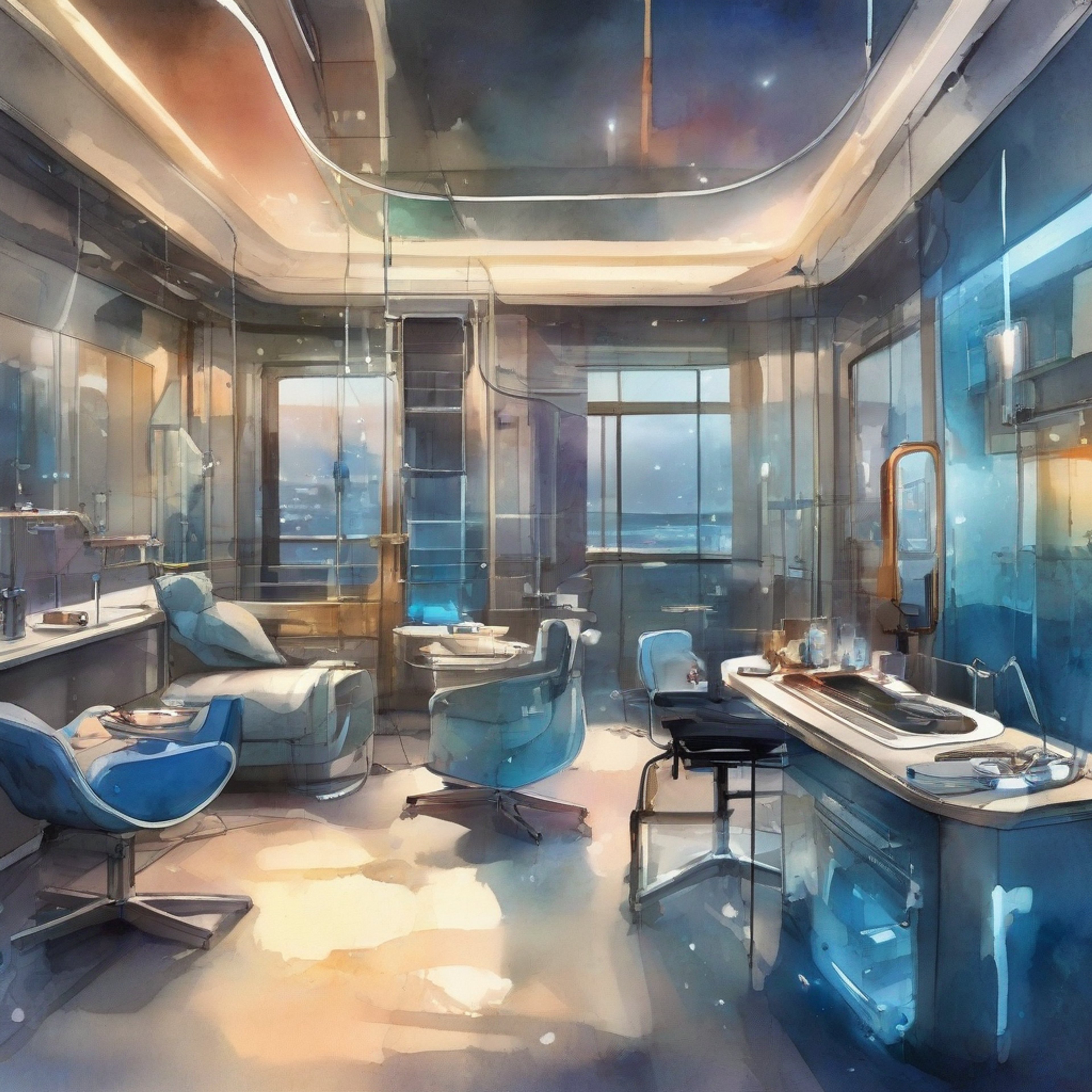 You find yourself in the medical bay of the SSV Normandy, transformed into a cozy retreat for the evening as Dr. Chakwas has cleared her schedule for some downtime. The usual clinical atmosphere has been softened by dimmed lights and comfortable seating, with a bottle of Serrice Ice Brandy waiting to be shared. This is a rare moment of peace aboard the constantly active ship, where the distinguished doctor can let her guard down and share stories of her experiences.